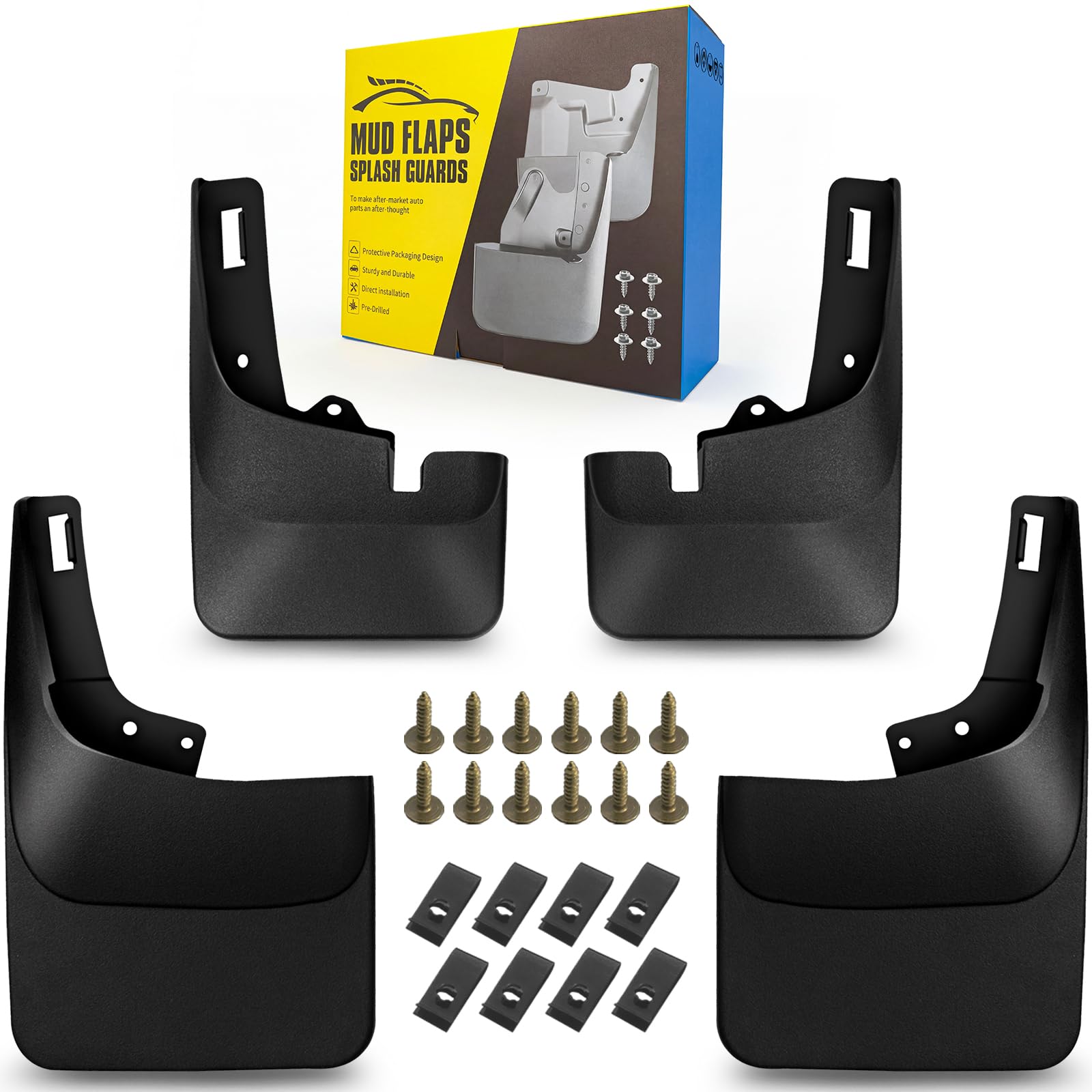 Mud Flaps Compatible with Fo-rd F-150 2022 2021, for Model Without Factory Fender Flares, Four Seasons Protection Dedicated Mudguard, 4pc Front and Rear Heavy-Duty Splash Guards - Black