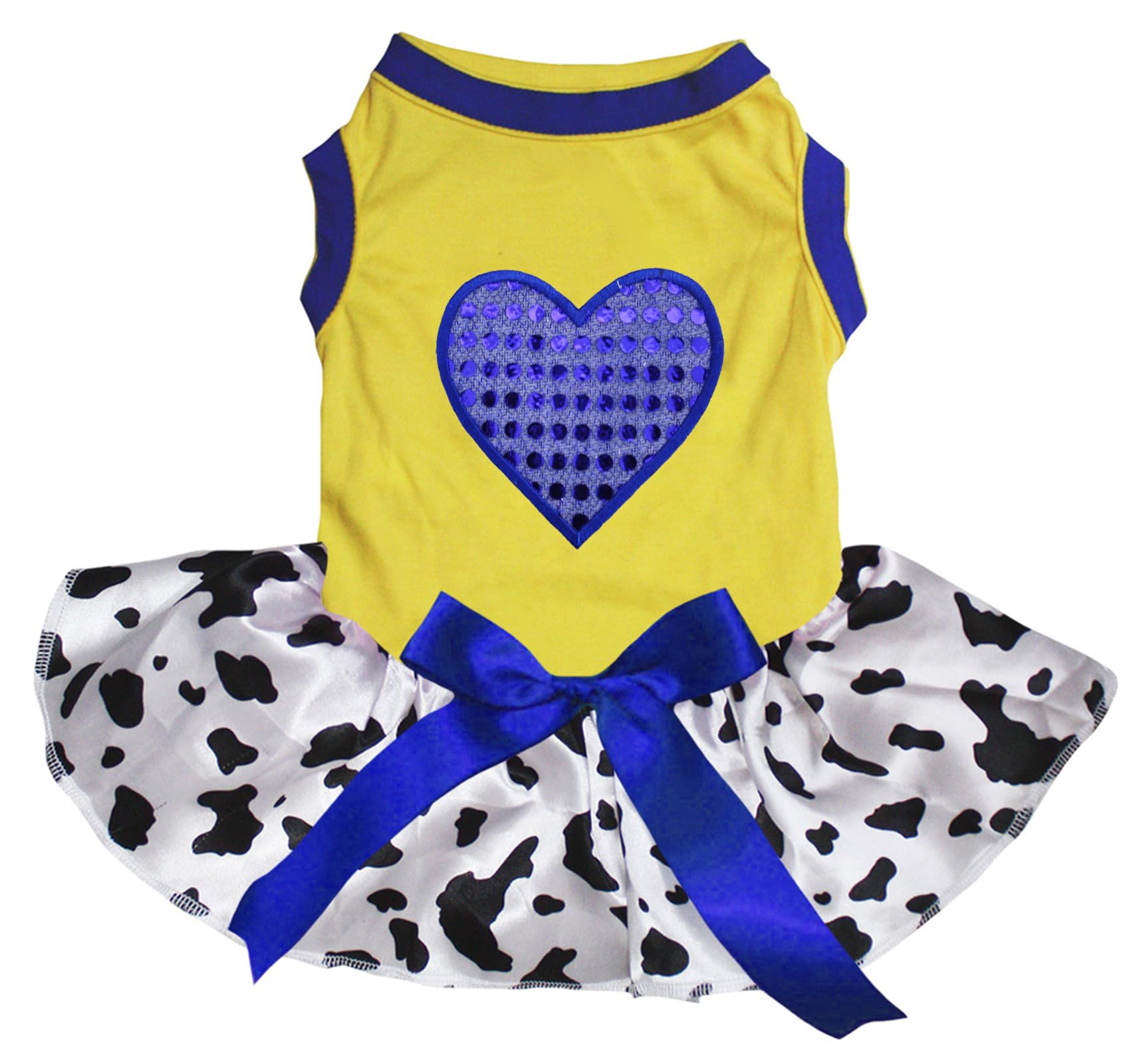 Robe pour chien motif vache XXXL vêtement grand chien cœur bleu brillant