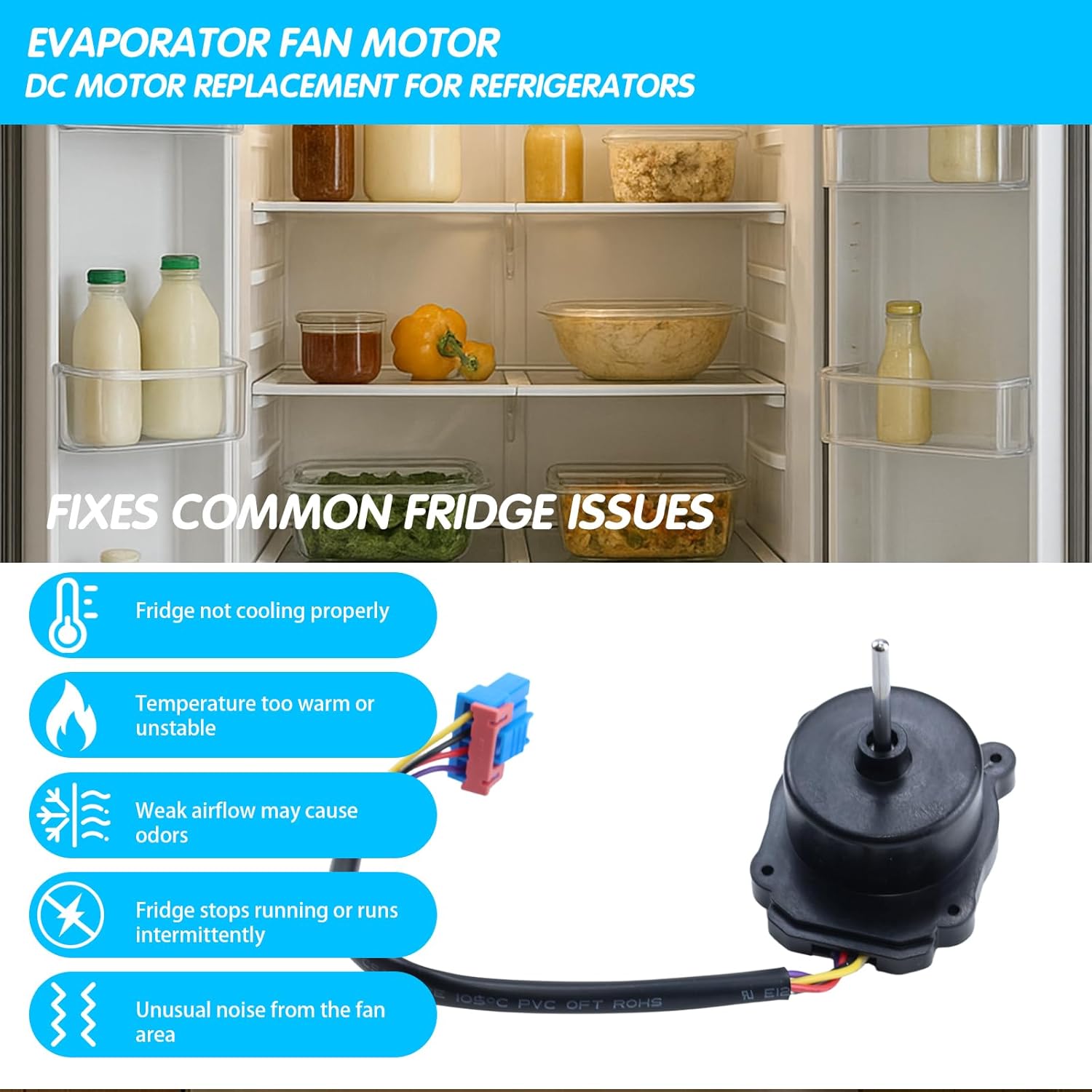 LMXS28626S LFXS26596S LFXS26973S Refrigerator Condenser Fan Motor Assembly for LG Kenmore LMWS27626S LRMDS3006S LRFXC2416S LFXS28968S LRFDS3016S LRMDS3006D LMXS28626D LMXS28626D