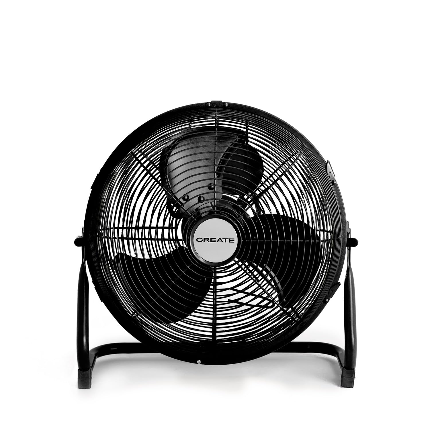 CREATE / AIR FLOOR RETRO/​Ventilateur de sol industriel noir / 12 pouces, débit d'air puissant, 3 vitesses, silencieux, léger, pieds antidérapants.