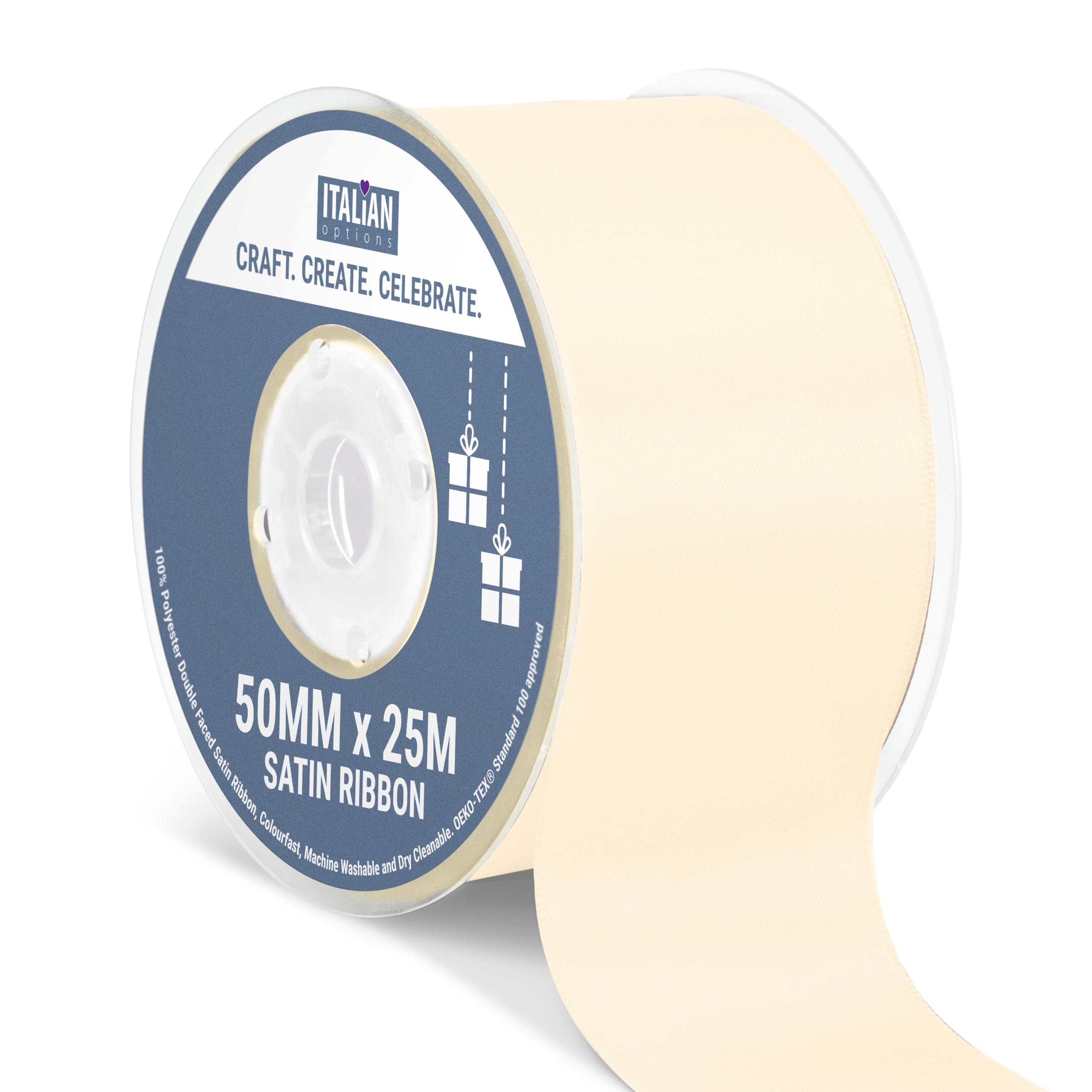 Italian Options Satin Ribbon, Fabric Ribbons for Gift Wrapping, Crafting, Balloons, Wedding Car, Presents, Cake, Christmas, Birthday, Gift Wrap Accessories, 10mm Wide x 25 Metre Roll, Lemon — view 28
