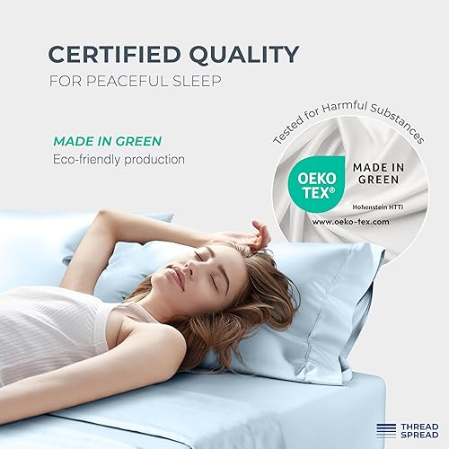 Miniatura 6 de THREAD SPREAD Juego de sábanas de 100% algodón egipcio tamaño King, sábanas de lujo de 1500 hilos de algodón egipcio tamaño King, bolsillo profundo