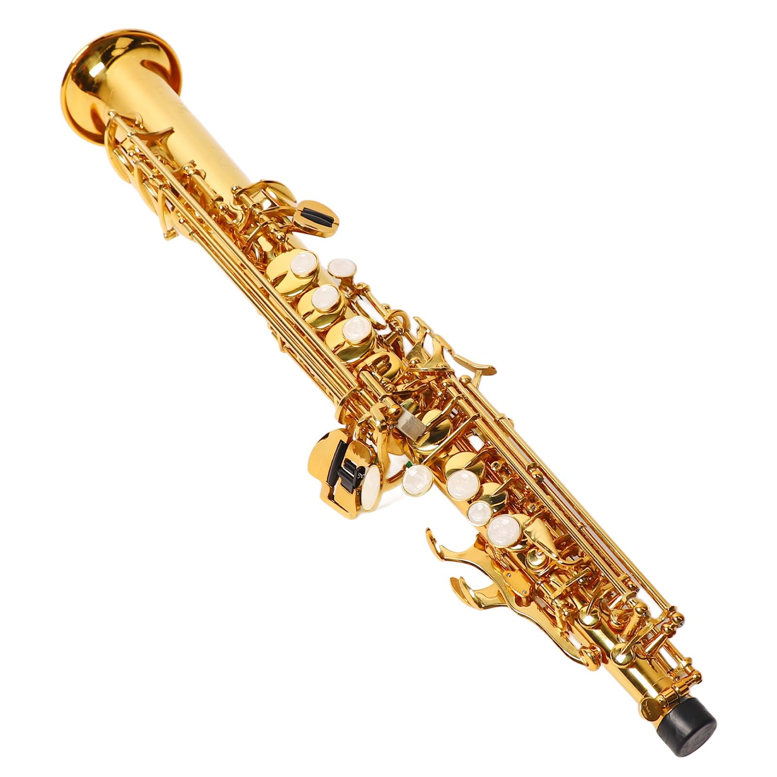 Generic Saxo Soprano, Exquisito BB BB Professional Sax Brass Talling con Herramientas de Limpieza para Ejercicio (GOLD)