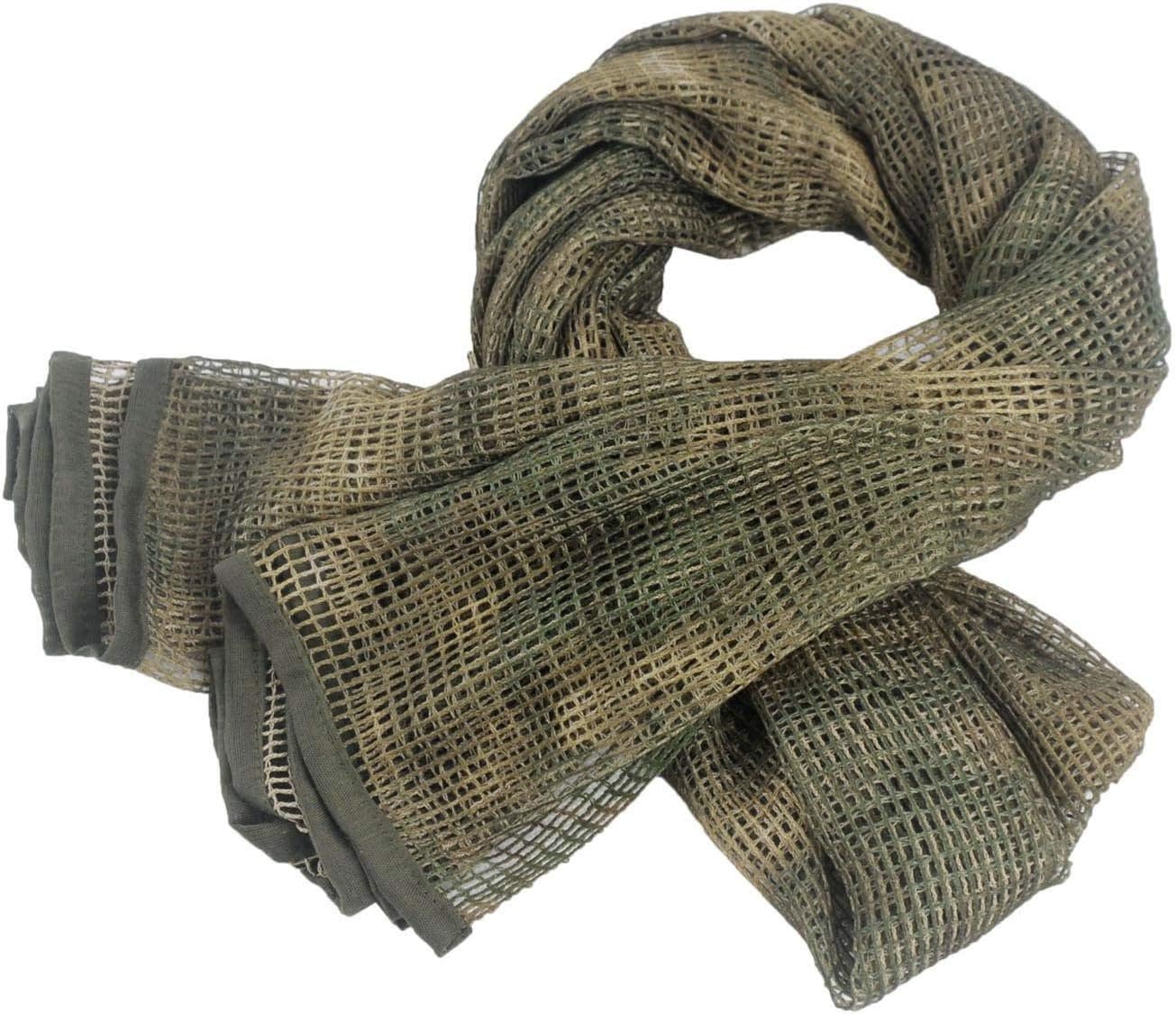 WarmHearttingSniper Veil Scarf Tactical Mesh Net Military Multifunctional Head Face Wrap for Hunting Shooting Wild Photography 180x80cm Camouflage