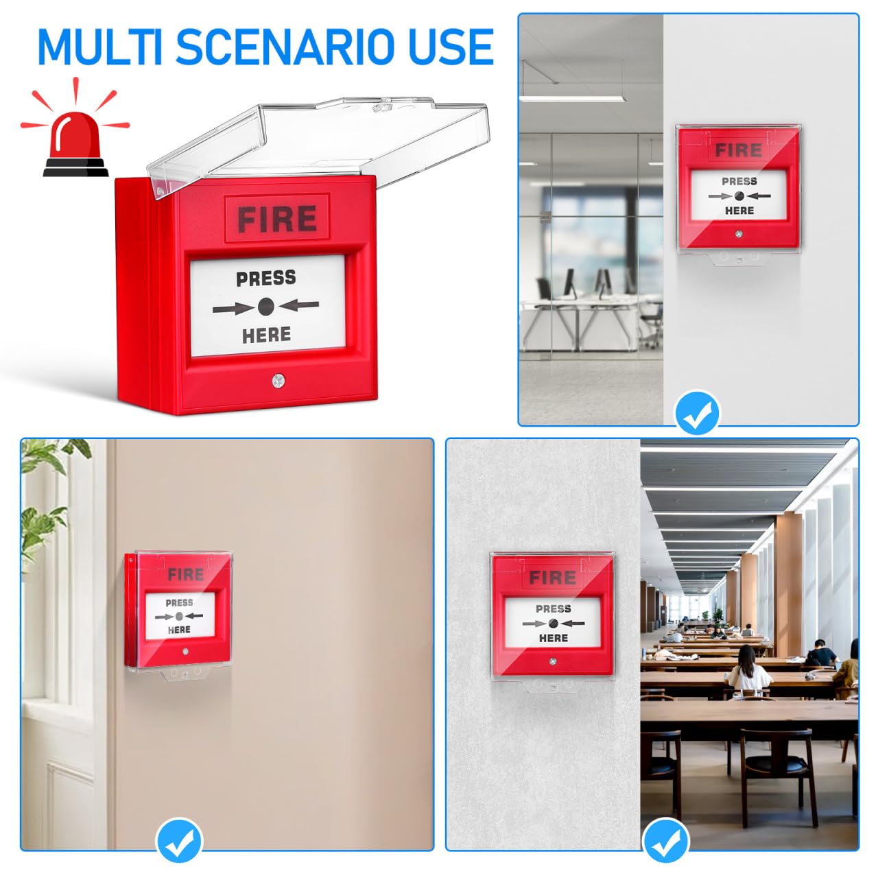 UKCOCO Bouton Alarme Incendie Verre avec Déverrouillage Manuel Urgence Contrôleur Électrique pour Maison Bureau et Publics Conçu pour Activation Rapide