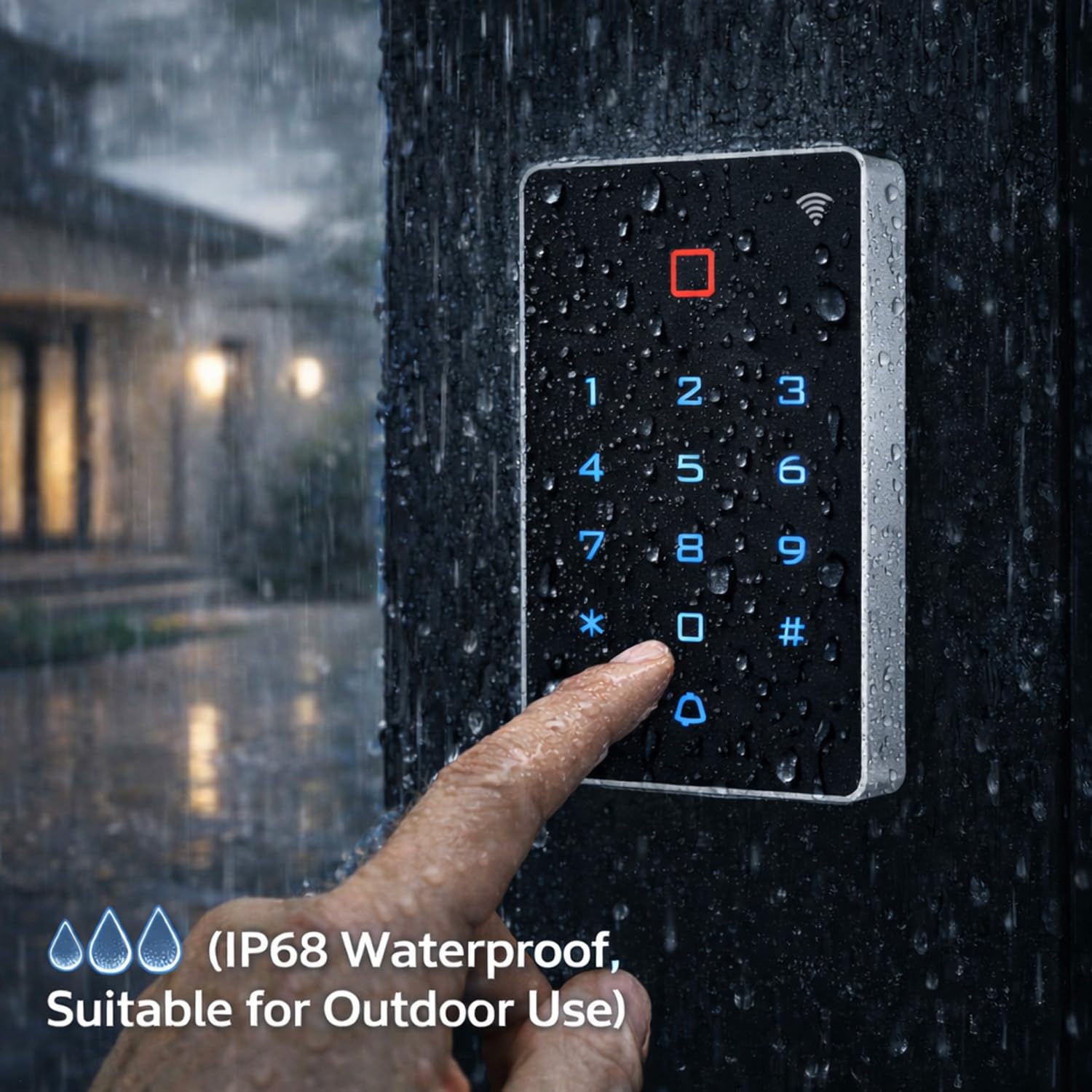Controllo Accessi WiFi Tuya RFID, Tastiera a Codice Touch Retroilluminata IP68, Lettore RFID 125kHz, WG26/WG34, DC12V, con 10 Badge RFID(7)