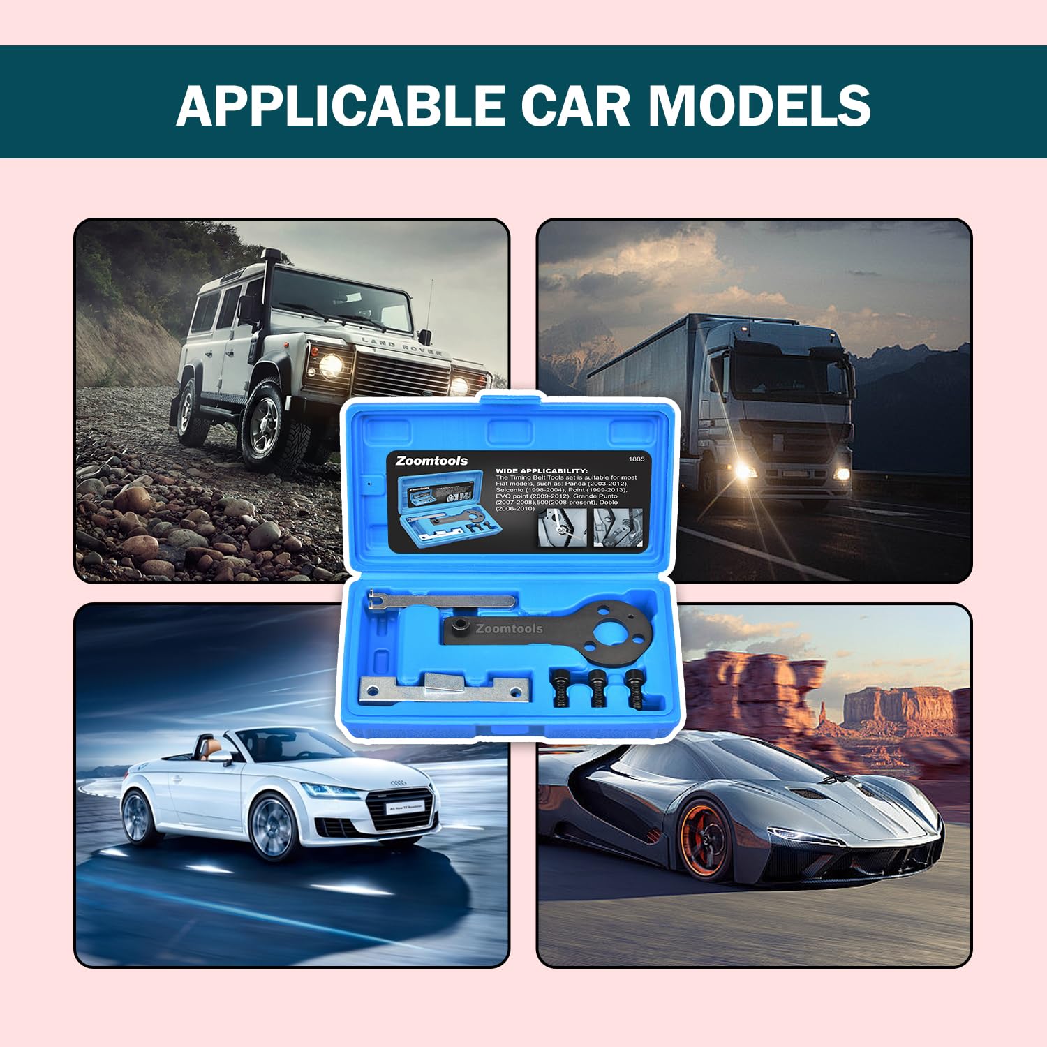 Set di strumenti di bloccaggio della fasatura del motore compatibile con Fiat 500/Punto Evo/Panda/Motore 1.1 1.2 1.4 litri 8v