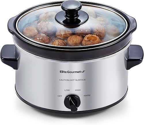 Elite Gourmet MST-275XS - Olla de cocción lenta eléctrica ovalada, temperatura ajustable, entradas, salsas, guisos y salsas, tapa de vidrio apta disponible en Yaxa Guatemala