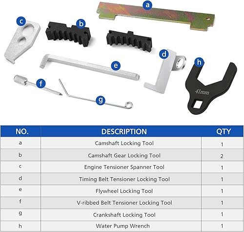 Miniatura 8 de BETOOLL Kit de herramientas de sincronización de bloqueo del árbol de levas del motor con llave de bomba de agua compatible con Chevry Cruze Aveo