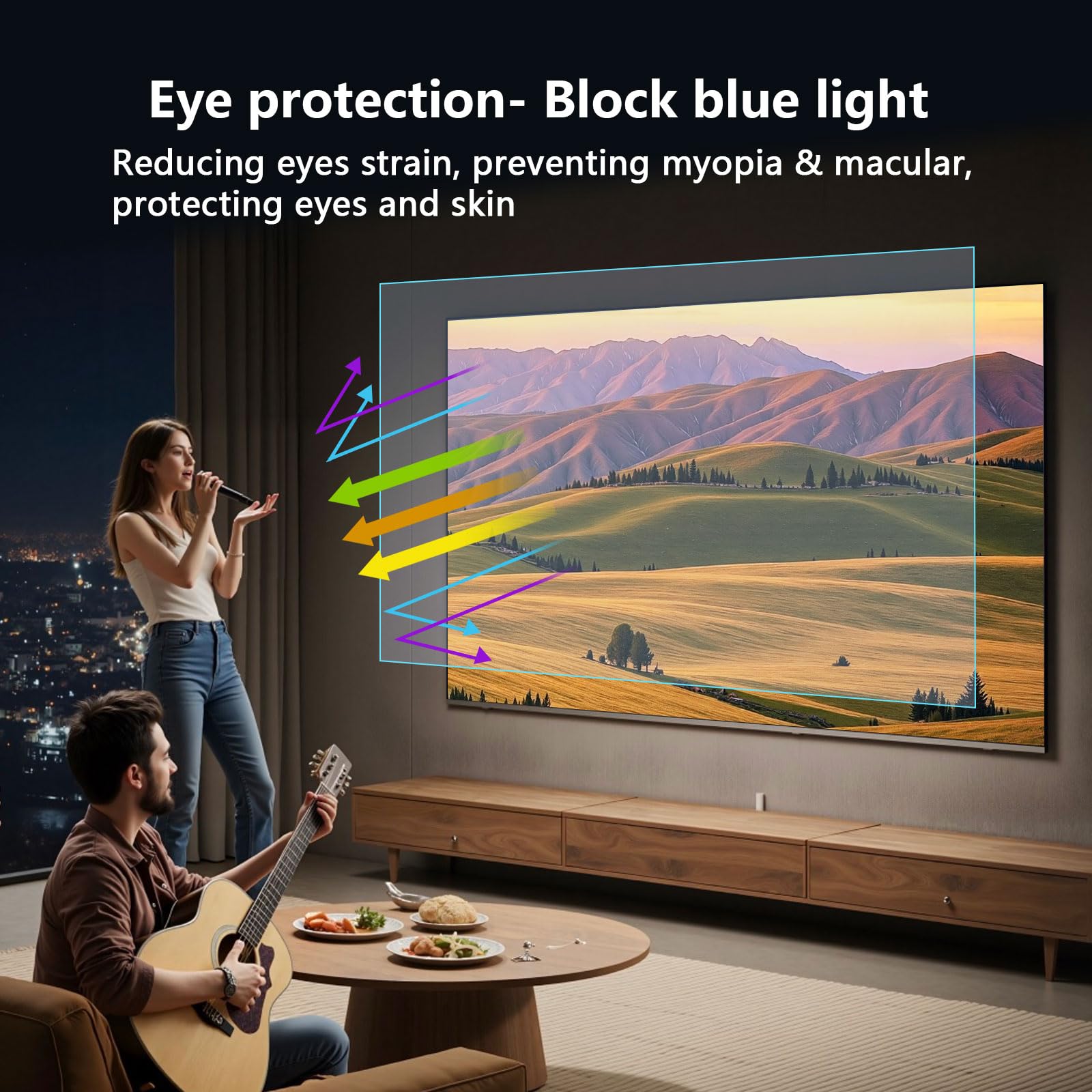 Protezione Per Schermo Opaca Anti-Luce Blu Per TV Da 65 Pollici, Protezione Per Schermo Antiriflesso Pellicola Antigraffio Per Televisori Domestici Da Interno
