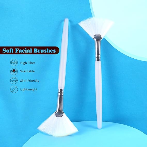 Soft 'N Style Taklon Fan Mask Brush Acid Applicator for Glycolic Peel/Masques (4, white)