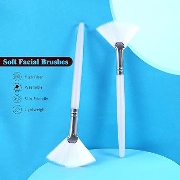 Soft 'N Style Taklon Fan Mask Brush Acid Applicator for Glycolic Peel/Masques (4, white)