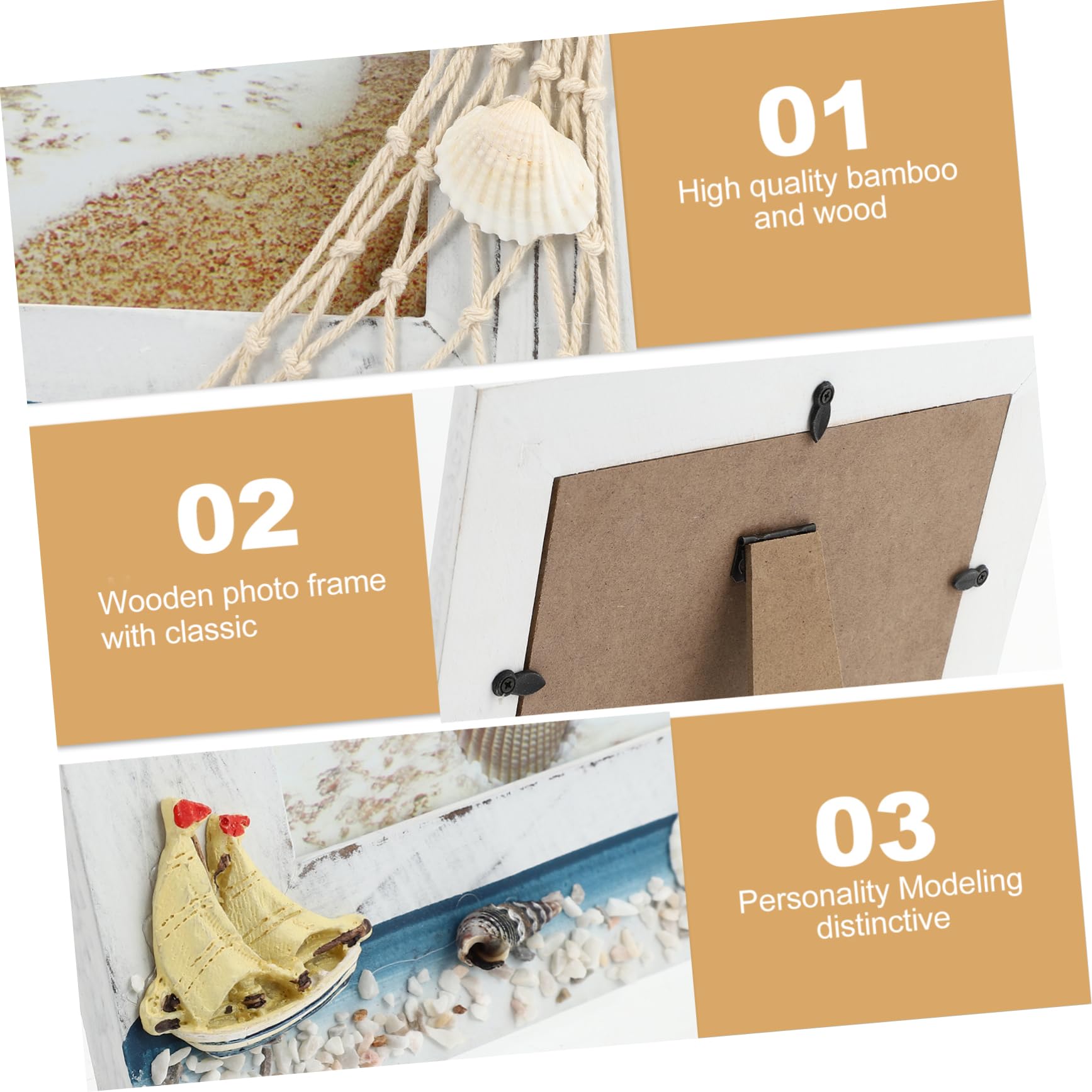 Artibetter 1 Pc Photo Frame Nautical Photo Holder Photo Holder Clip Stand Sea Themed Picture Frames Dining Room Decor for Table Beach Themed Decoration Seaside Wooden White Desktop Sculpture - Image 3
