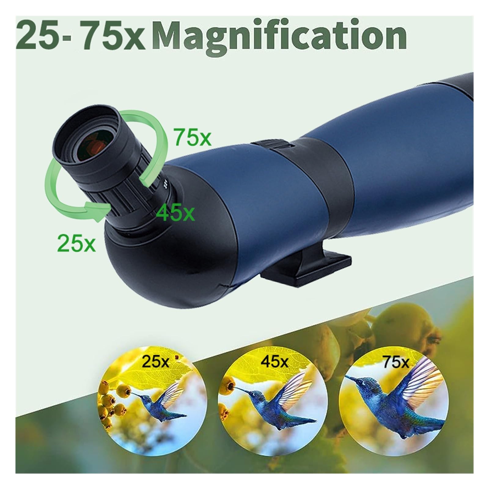 25-75x70/ 60 HD Télescope Zoom Monoculaire WatchingBird Puissant Longue Portée Étanche Longue-Vue for Le Tir Camping Tourisme Grossissement Net(25-75x60 Black A)