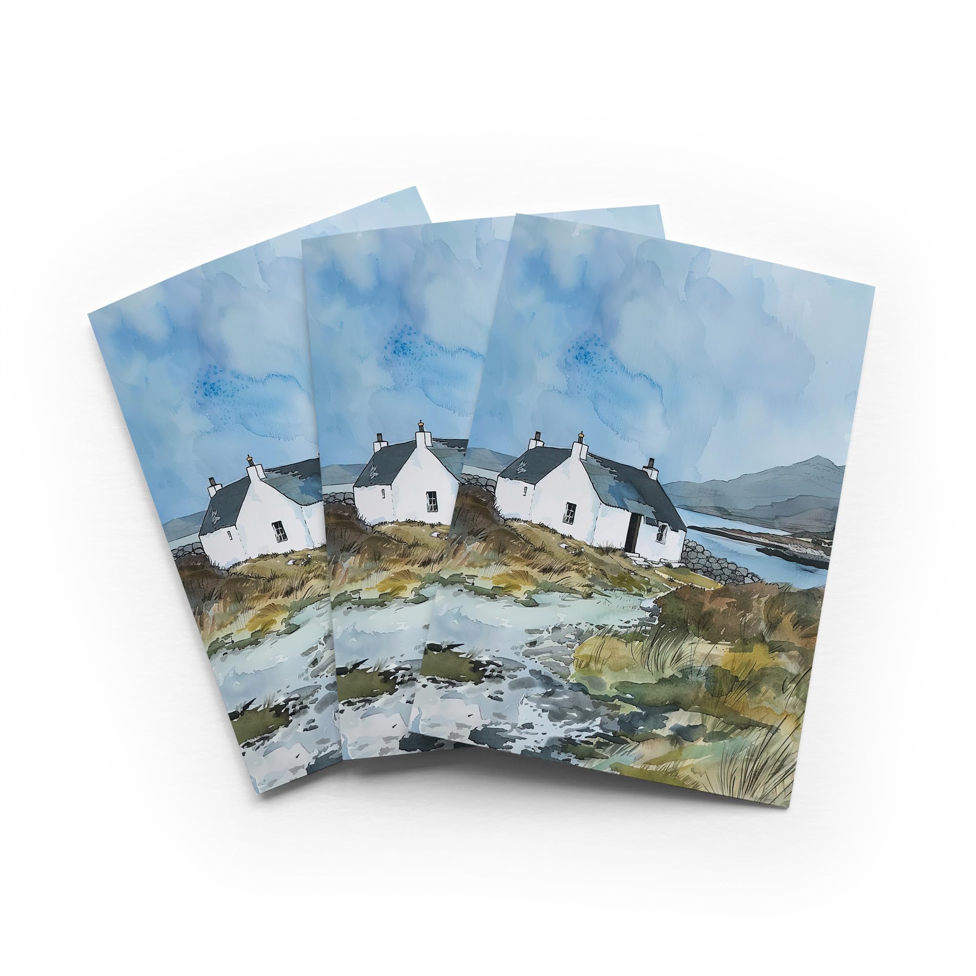 Isle of Harris Cottage Greeting Card Scotland Landscape Any Occasion Set of 3 Blank Inside 5x7 Inch 13x18 cm