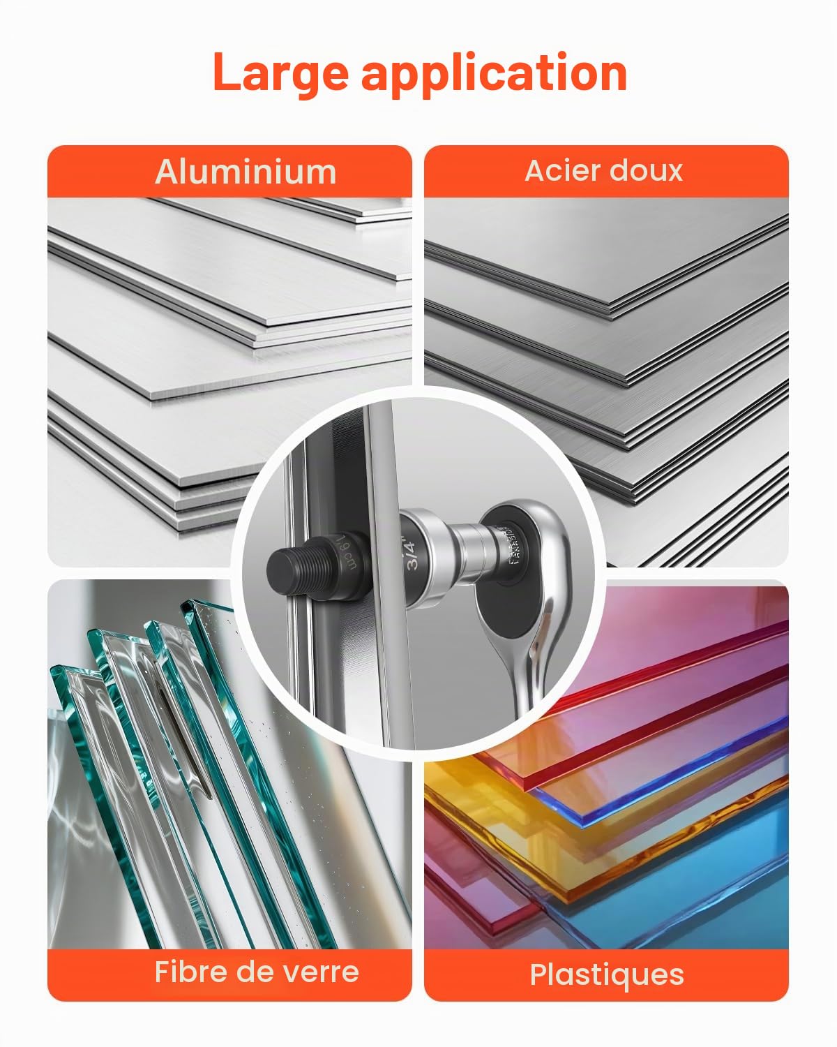 VEVOR Kit de Perforation à Cliquets avec 6 Poinçons 12,7-50,8 mm, Perforatrice Manuelle en Acier 40Cr, Outil de Poinçonnage pour Métal Inox Alu Plastique, Atelier Chantier Installation Électrique