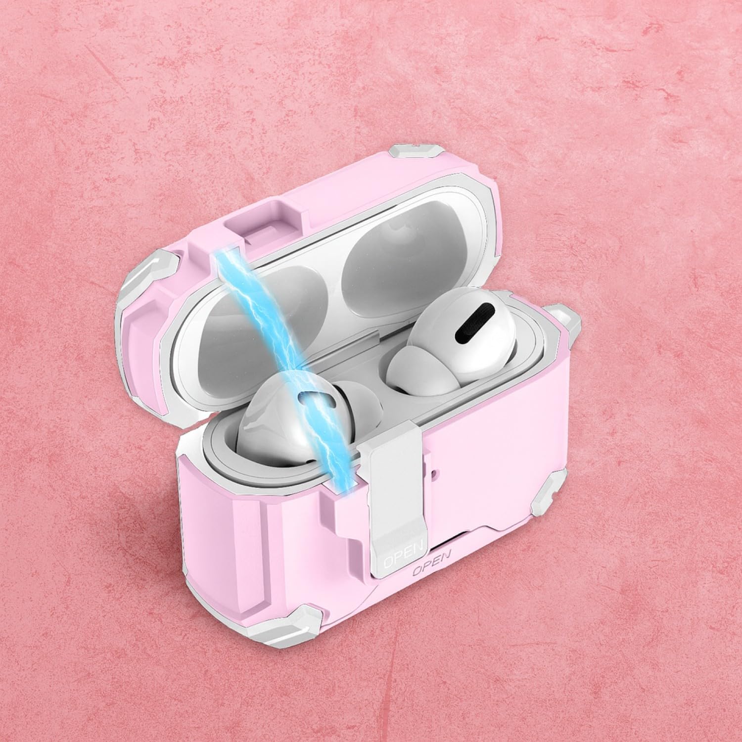 Sahara - Custodia resistente con serratura di sicurezza serie Raider, compatibile con MagSafe per AirPods Pro 3, Desert Rose, (HP00220)