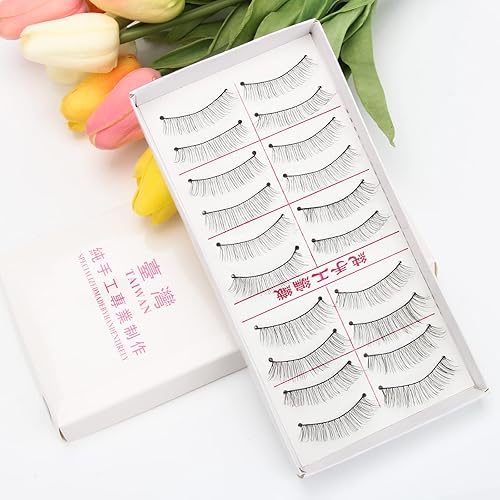 Miniatura 7 de AHIER 50 pares de pestañas postizas hechas a mano de Taiwán de aspecto natural pestañas postizas pestañas clásicas