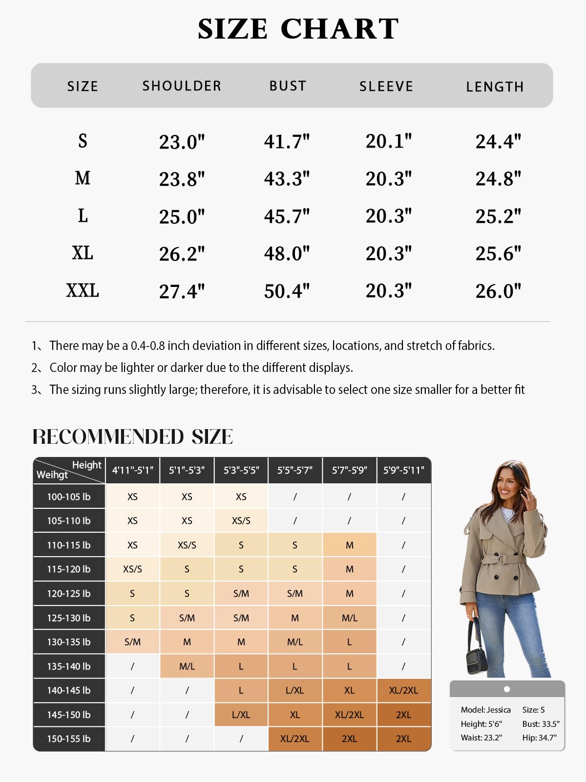 Tankaneo Trench corto da donna casual doppiopetto giacca corta autunno moda capispalla con cintura