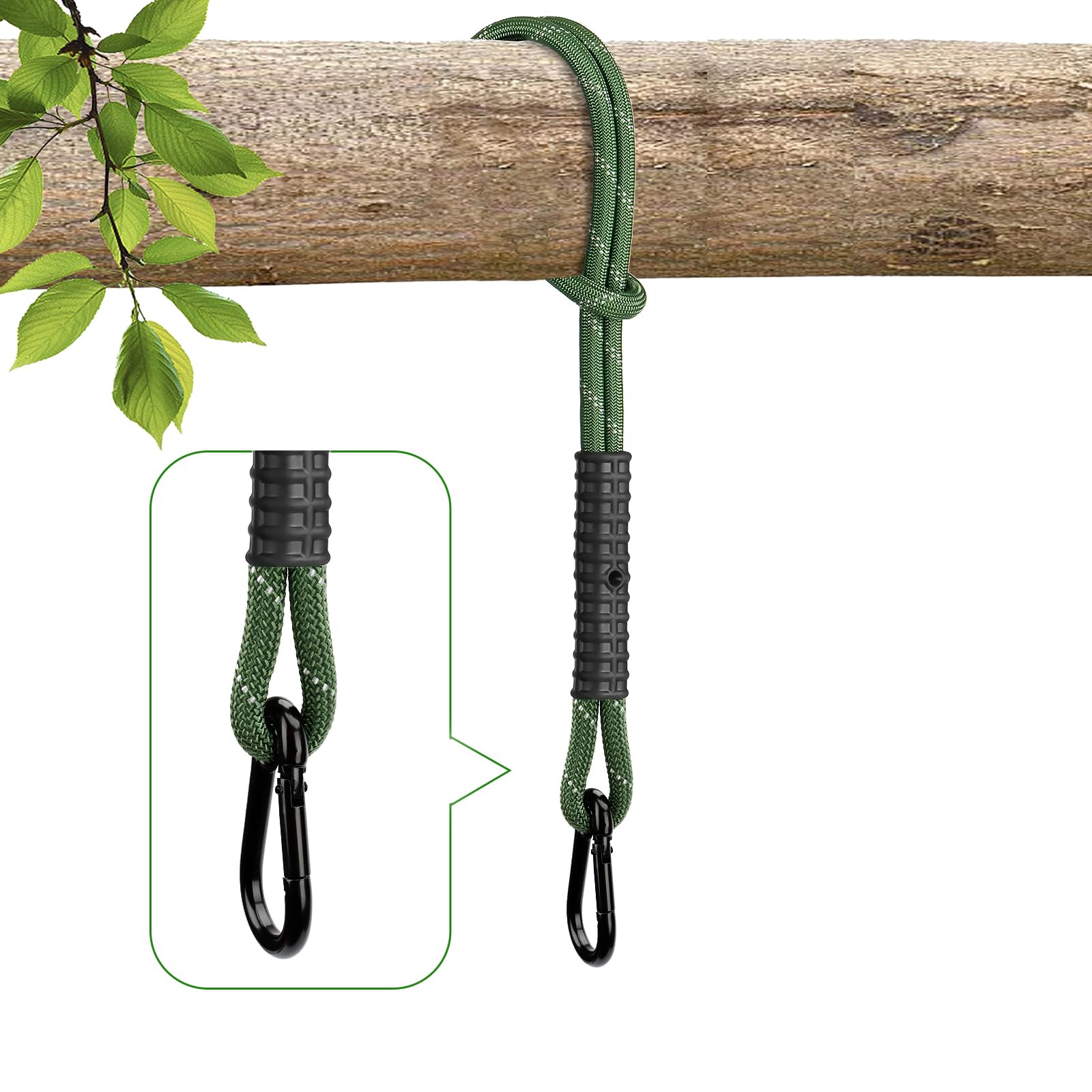 Heavy Duty Tree Swing Ropes, Hammock Tree Straps Hanging Kit, for Outdoor Swings Hammock Playground Set Accessories (2ft,25",Green,1Pack) โ image 1