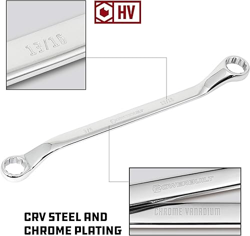 Miniatura 51 de Powerbuilt Juego de herramientas de llaves combinadas, 7 tamaños SAE, llaves hexagonales de extremo abierto y Z-Drive, desplazamiento de 15 grados
