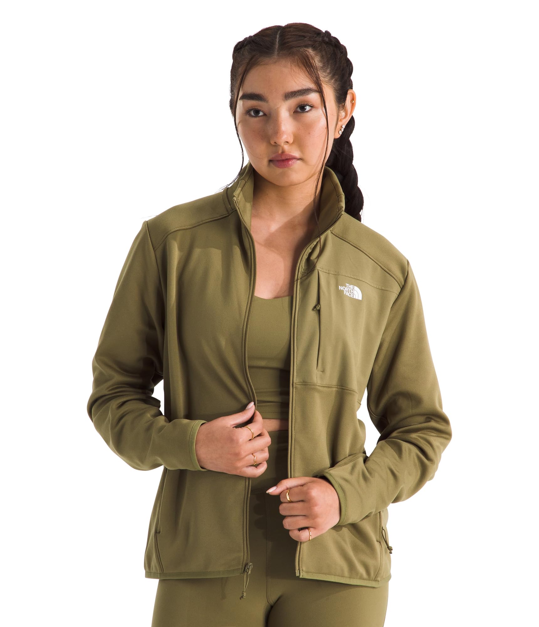 THE NORTH FACE Women's TNF Performance Fleece Full Zip Jacket | Lightweight Pullover With Zip Pockets Large Cedar