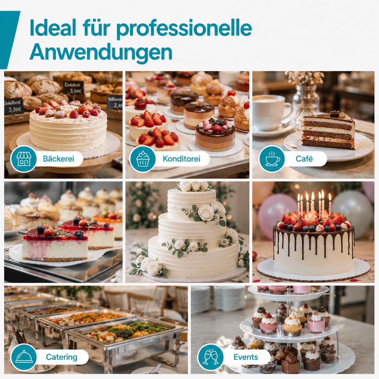 Commerline 100 Stück Tortenunterlagen | Ø 30 cm Runde, Weiß | Gezackter Rand | Pappe | Lebensmittelecht | Einweg Kuchenunterlagen für Torten, Gebäck & Desserts | Bäckerei & Konditorei