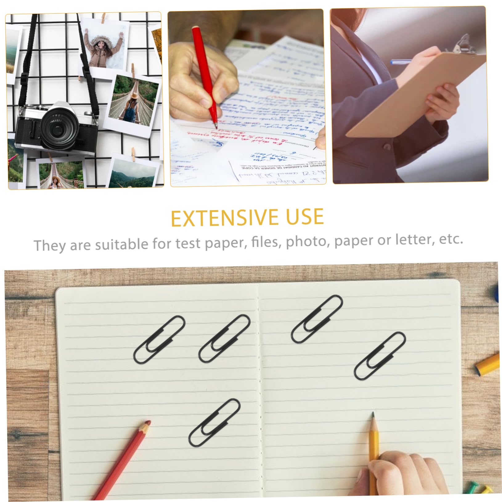 Uonlytech 5 Sätze Paperclip Briefpapier Binder Büroklammer Dokumentclips Papierclips kleine Büroklammern Büroklammer fürs Büro Clips Briefpapier Büroklammern kreativ Plastik Schwarz