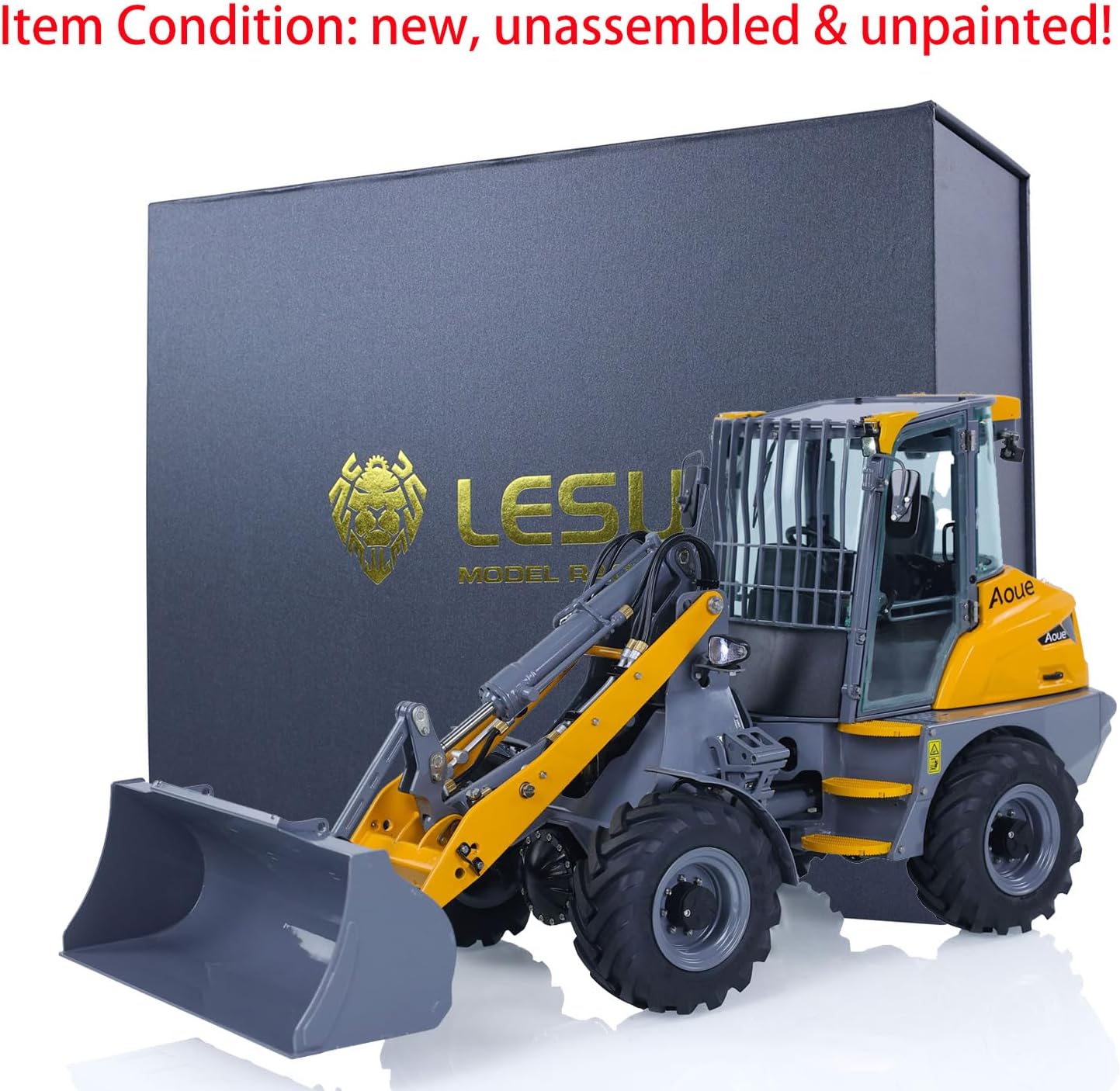 Assembled LESU 1/14 AOUE-MCL8 RC Hydraulic Loader with bucket raised