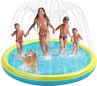 Heeyoo Splash Pad for Kids and Toddlers - Non-Slip Summer Outdoor Water Toys, Sprinkler Pool, Scratch Resistant Thicken Dog Play Mat, Fountain for Outdoor Play
