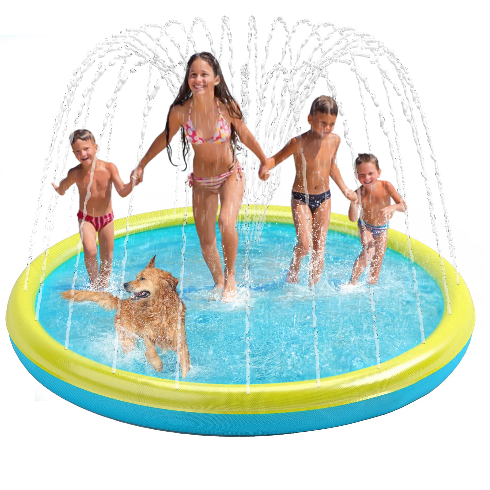 Heeyoo Splash Pad for Kids and Toddlers - Non-Slip Summer Outdoor Water Toys, Sprinkler Pool, Scratch Resistant Thicken Dog Play Mat, Fountain for Outdoor Play