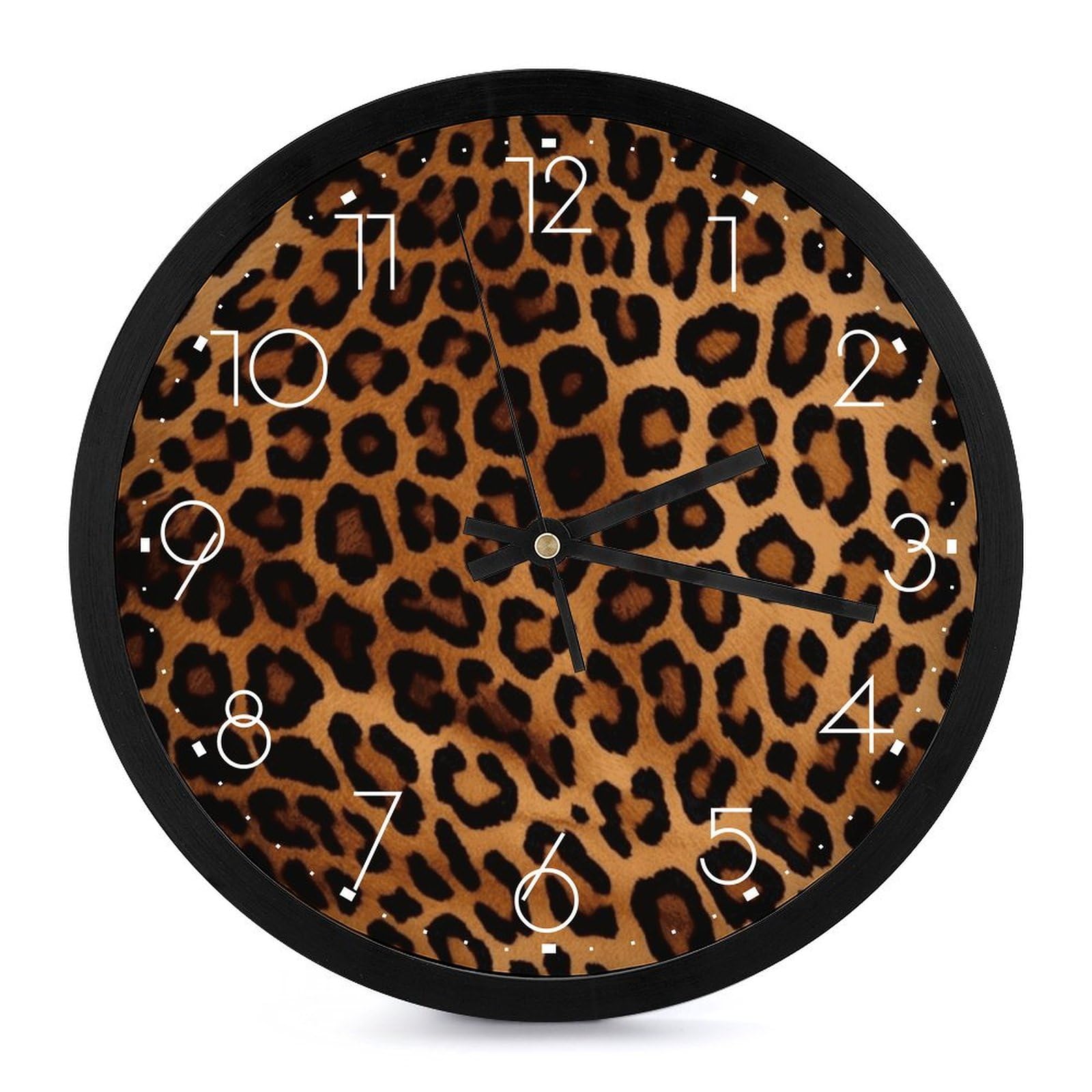 Horloge murale ronde léopard de 25,4 cm : un cadran silencieux à piles pour décorer votre maison