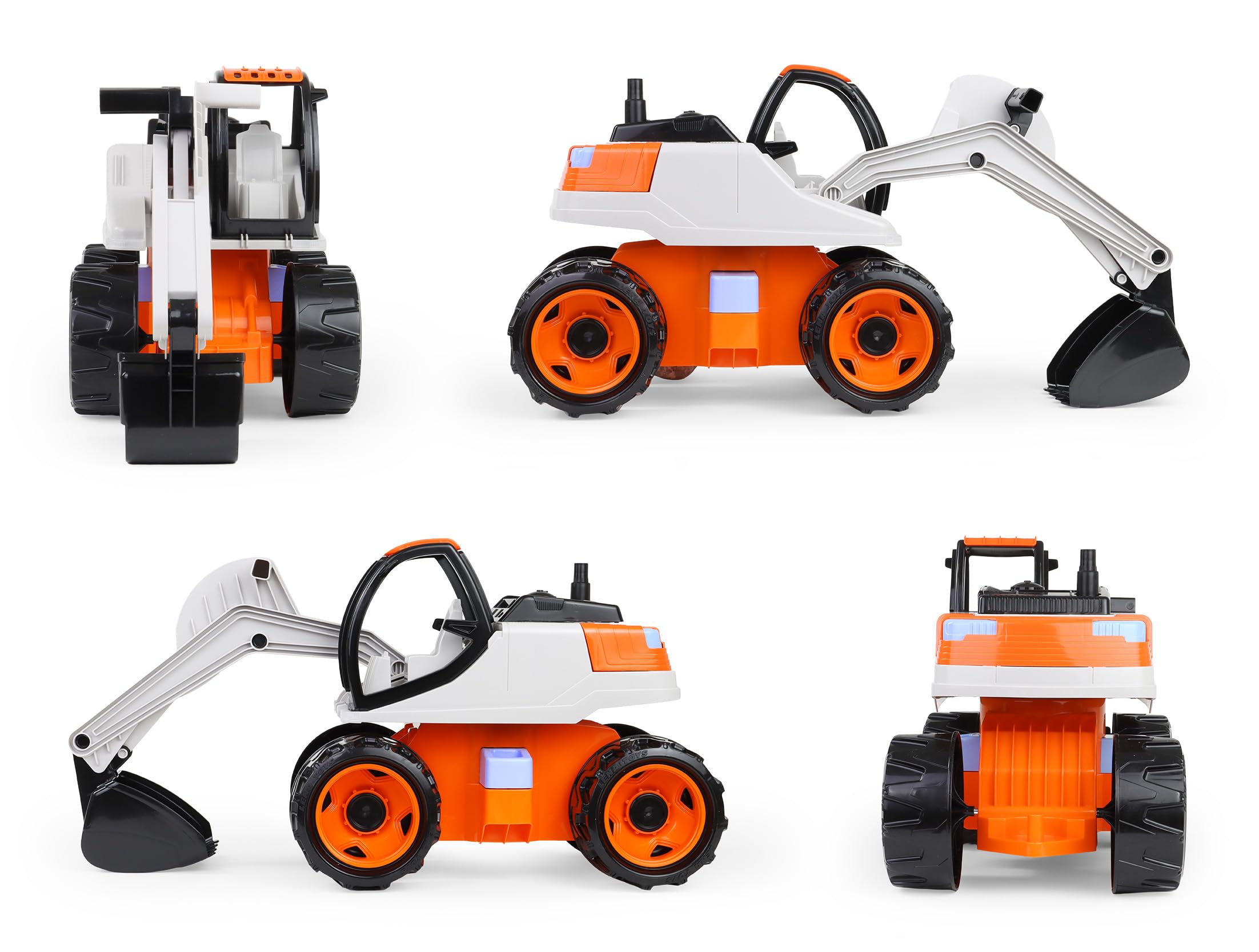 Lena GIGA Trucks Bagger Pro - Spielzeugbagger mit 360° drehbarem Aufsatz & Schaufelfunktion bis 20 cm Tiefe, 6 mm Stahlachsen, 63 cm, Sandkasten Spielzeug für Kinder ab 3 Jahren
