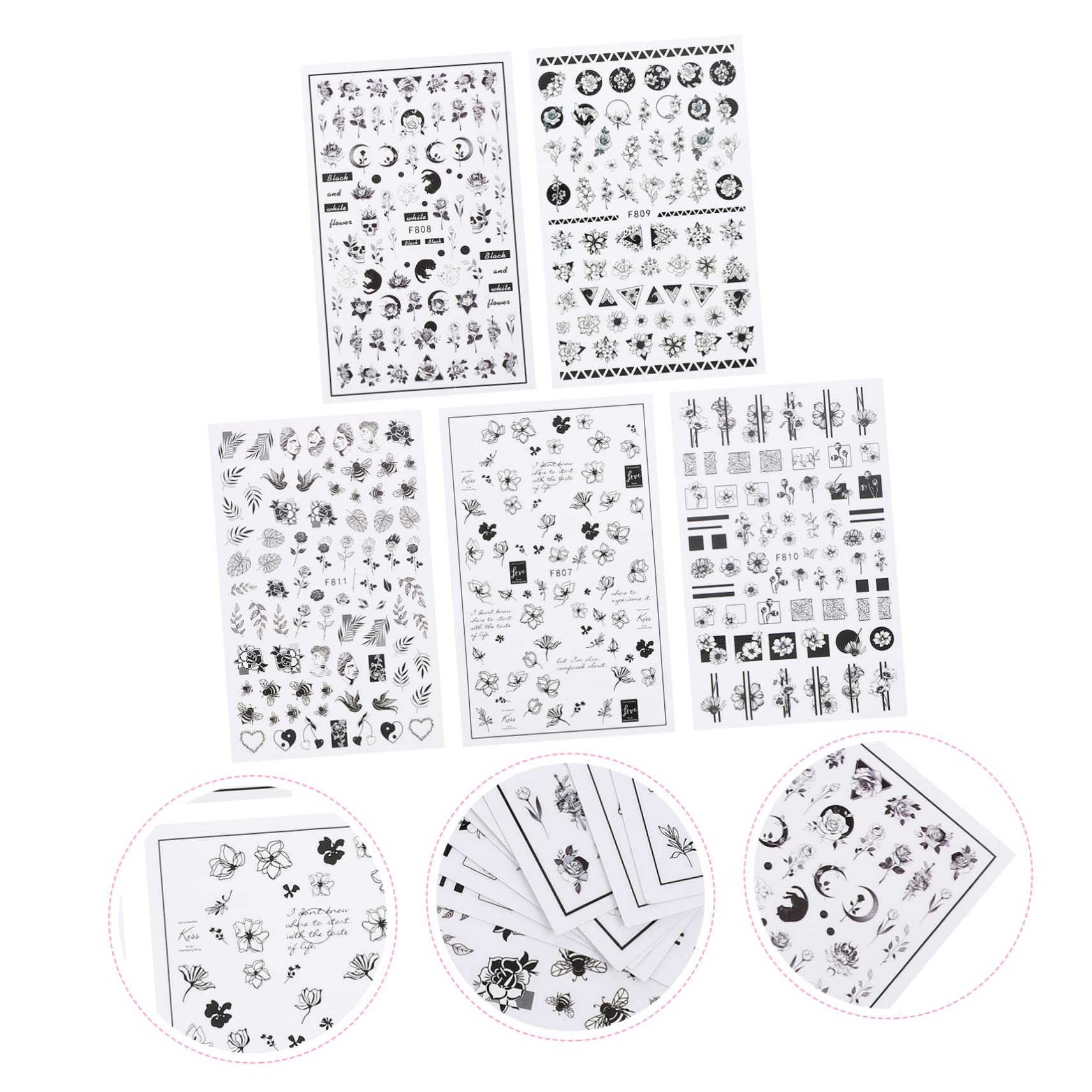 FRCOLOR 50hojas Pegatinas De Uñas Autoadhesivas Para Manicura Decoración Elegante y Creativa Para Fiestas y Eventos