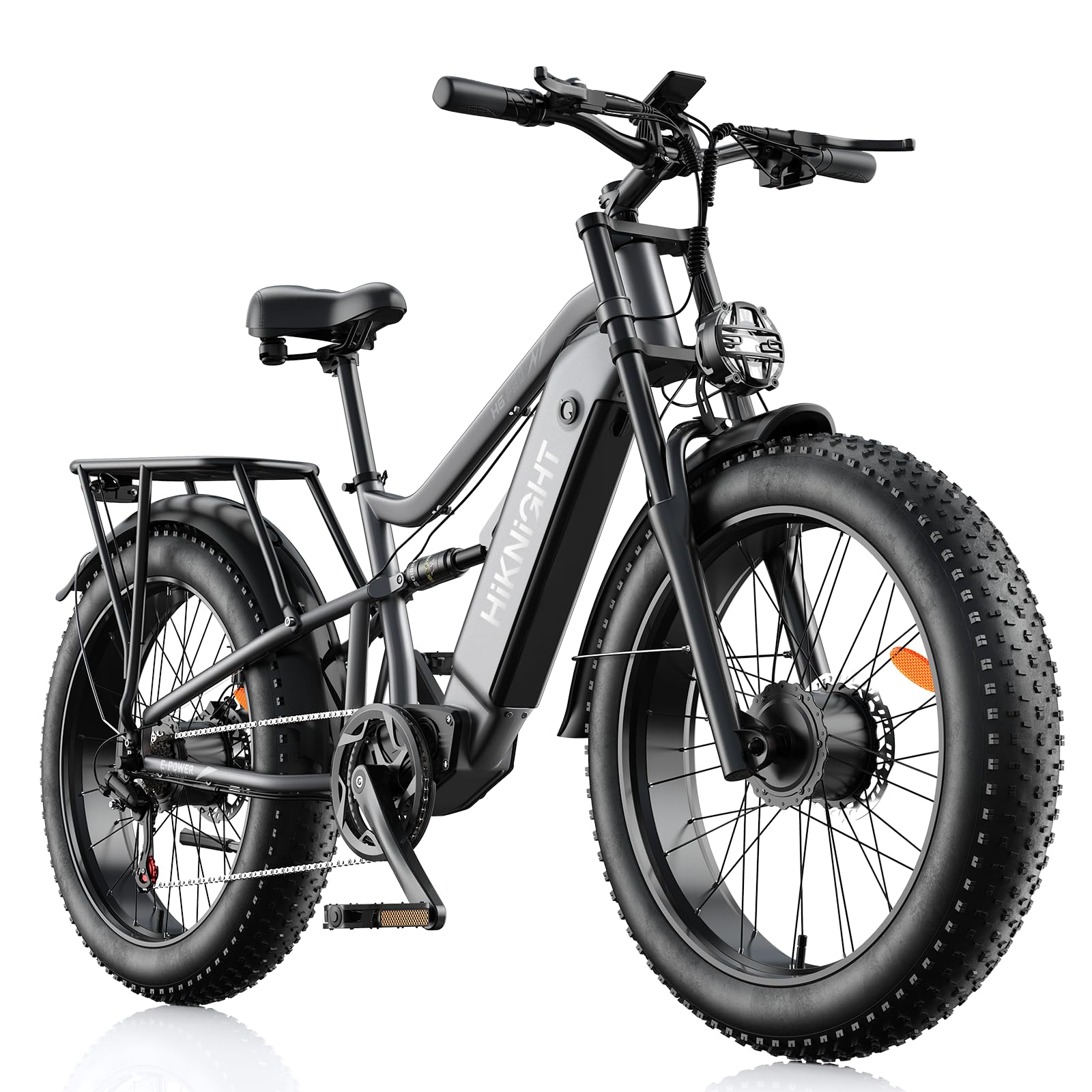 HiKNiGHT Dual Motor Electric Bike Peak 3000W, 52V 20AH Battery E Bike for Adults 26 Inch Fat Tire Mountain Electric Bicycle 38 MPH, Full Suspension Dual Hydraulic Disc Brake