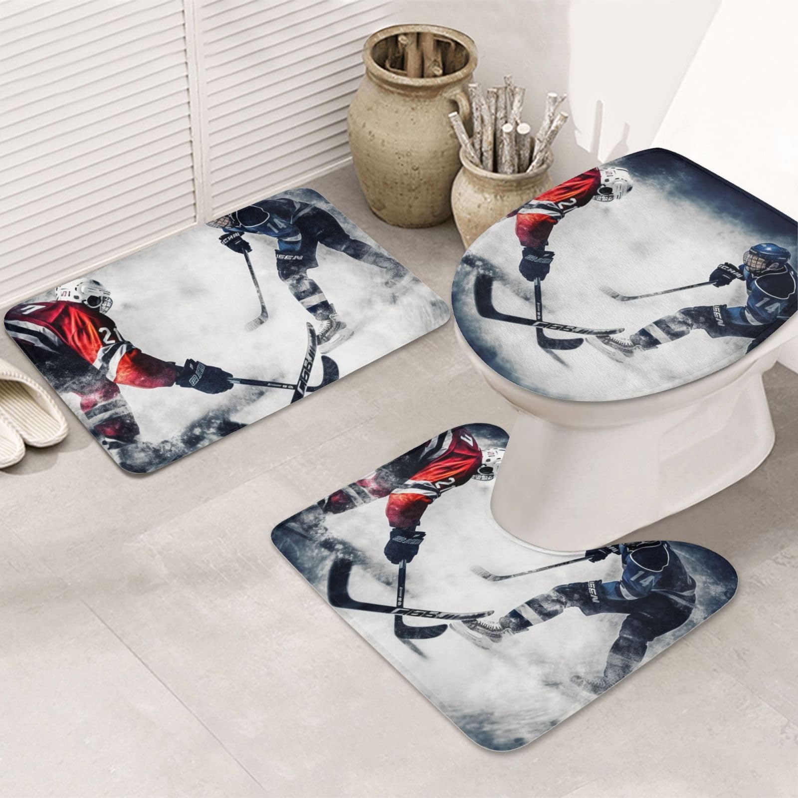 Tapis de bain hockey sur glace pour salle de bain familiale et WC