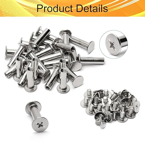 Miniatura 3 de Juvielich Poste de tornillo apto para orificios de 316 pulgadas (0.197 in) de diámetro, 25 juegos hembra M5x18mm tornillo de fijación para álbumes