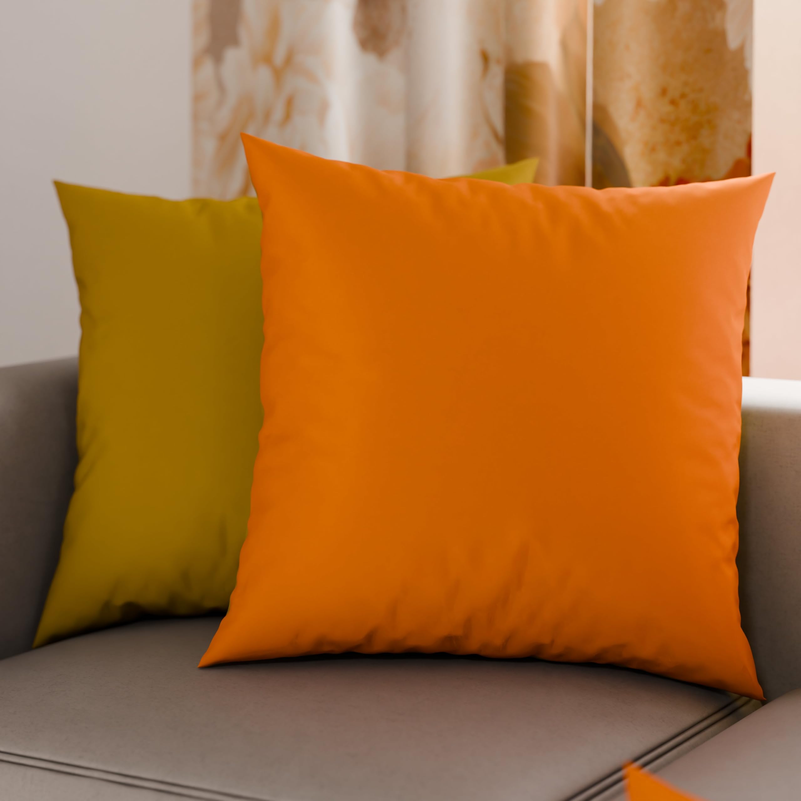 PETTI Artigiani Italiani - Pair of Pillow Cases 30 x 30 cm in Microfibre, Pillows for Bedroom Furniture, Sofa, Set of 2 Cushion Covers, Reversible Pillowcase Orange Yellow — image 1