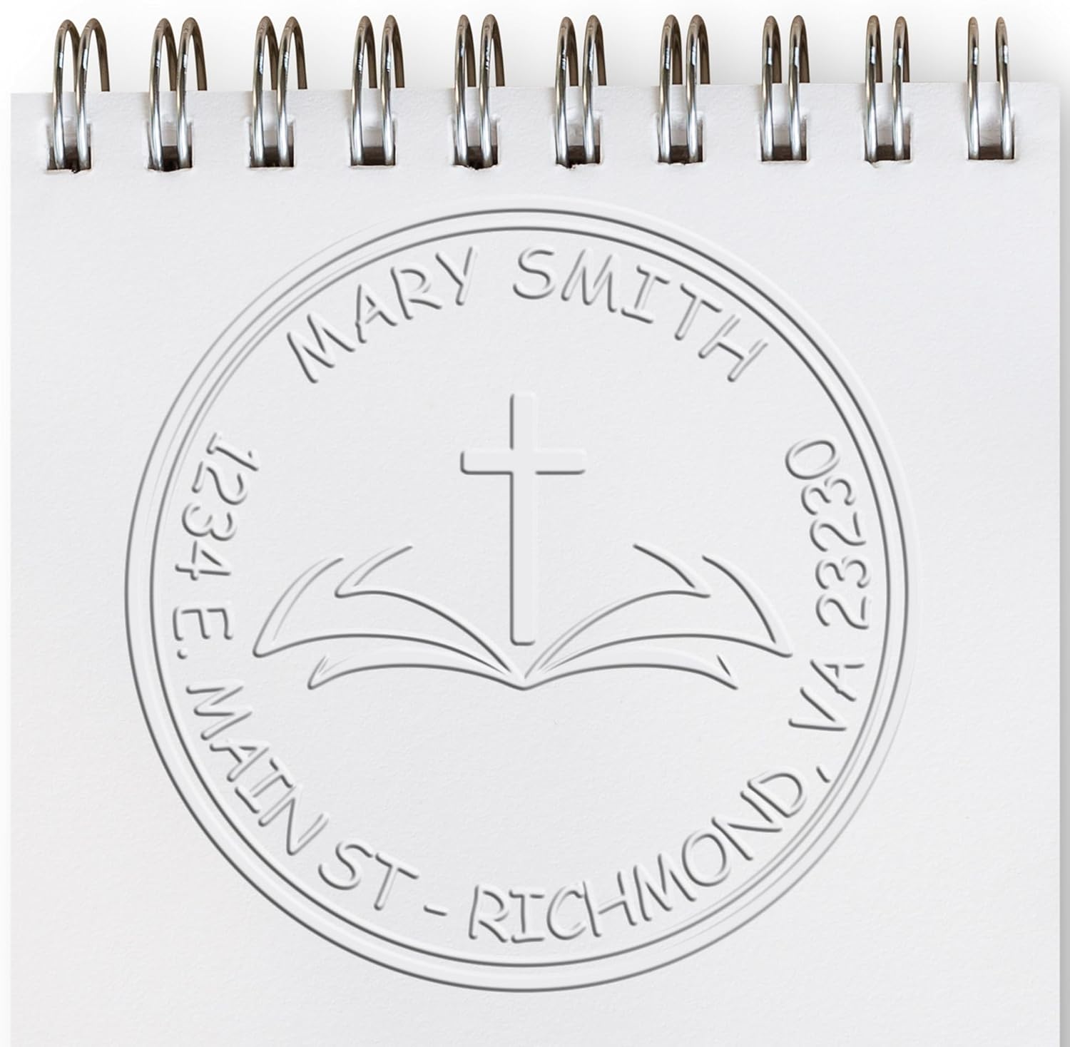 Customized Envelope Paper Embosser - Personalized Desk Embosser with Renowned Cross Design, Ideal Religious Gift for Church Volunteers, Return Address Seal, 1-5/8 Size - Custom Made Desk Accessory