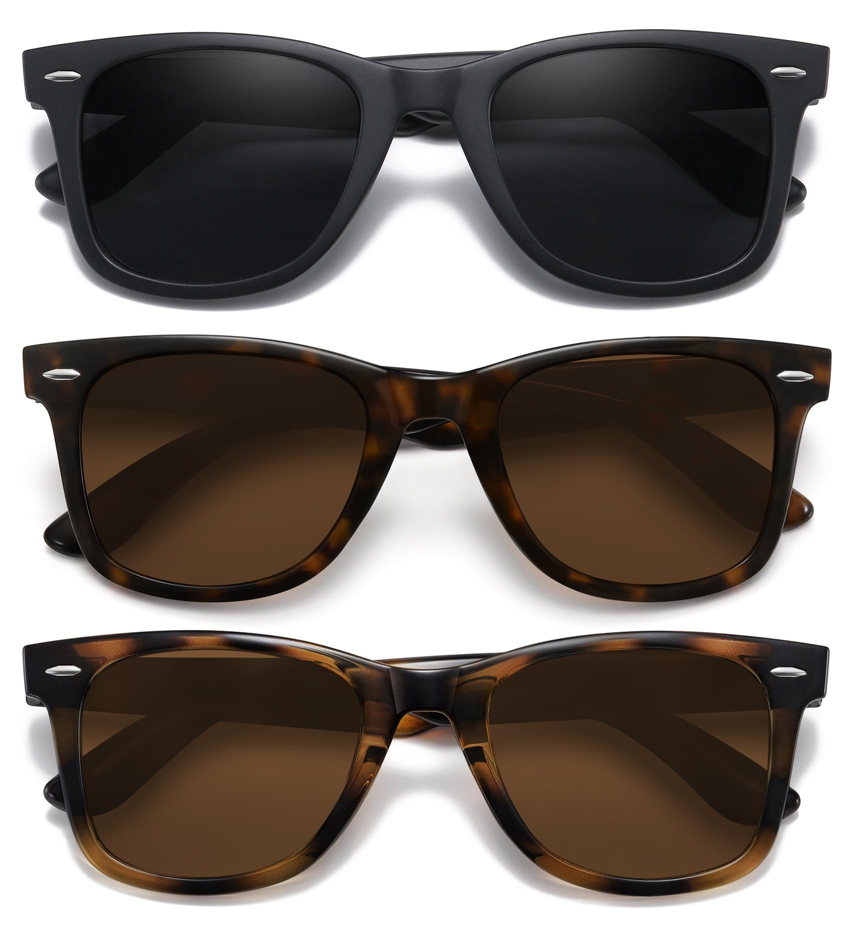Retro Polarized Sunglasses for Women Men Classic Mirror Lens Driving Trendy Sun Glasses UV Protection (3 Pack)