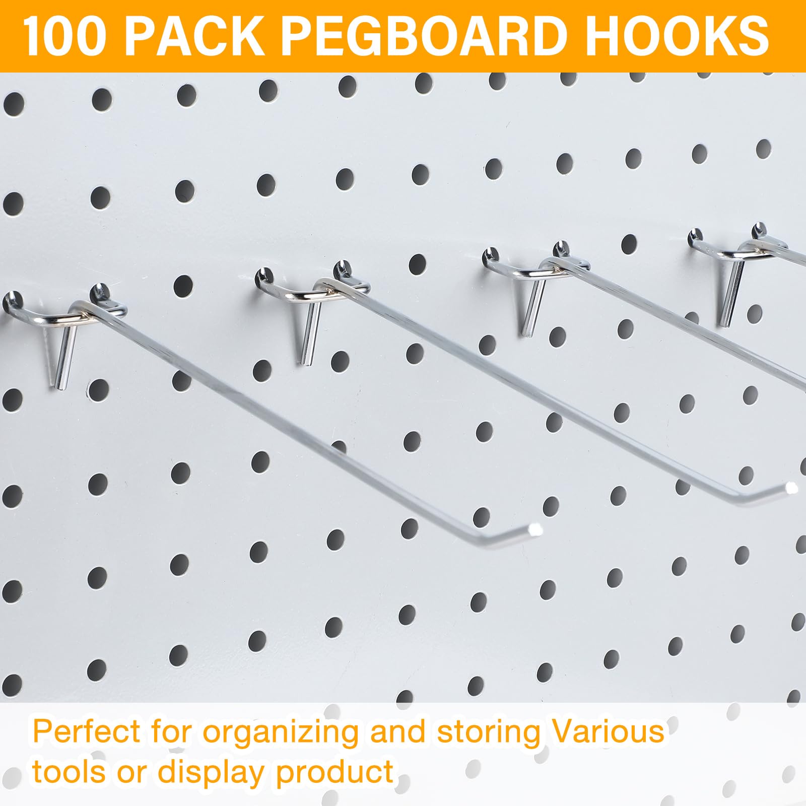 Shimeyao 100 ganchos de acero inoxidable para colgar en la pared, accesorios organizadores de almacenamiento de garaje de 1/8 1/4 (8 pulgadas, plateado)