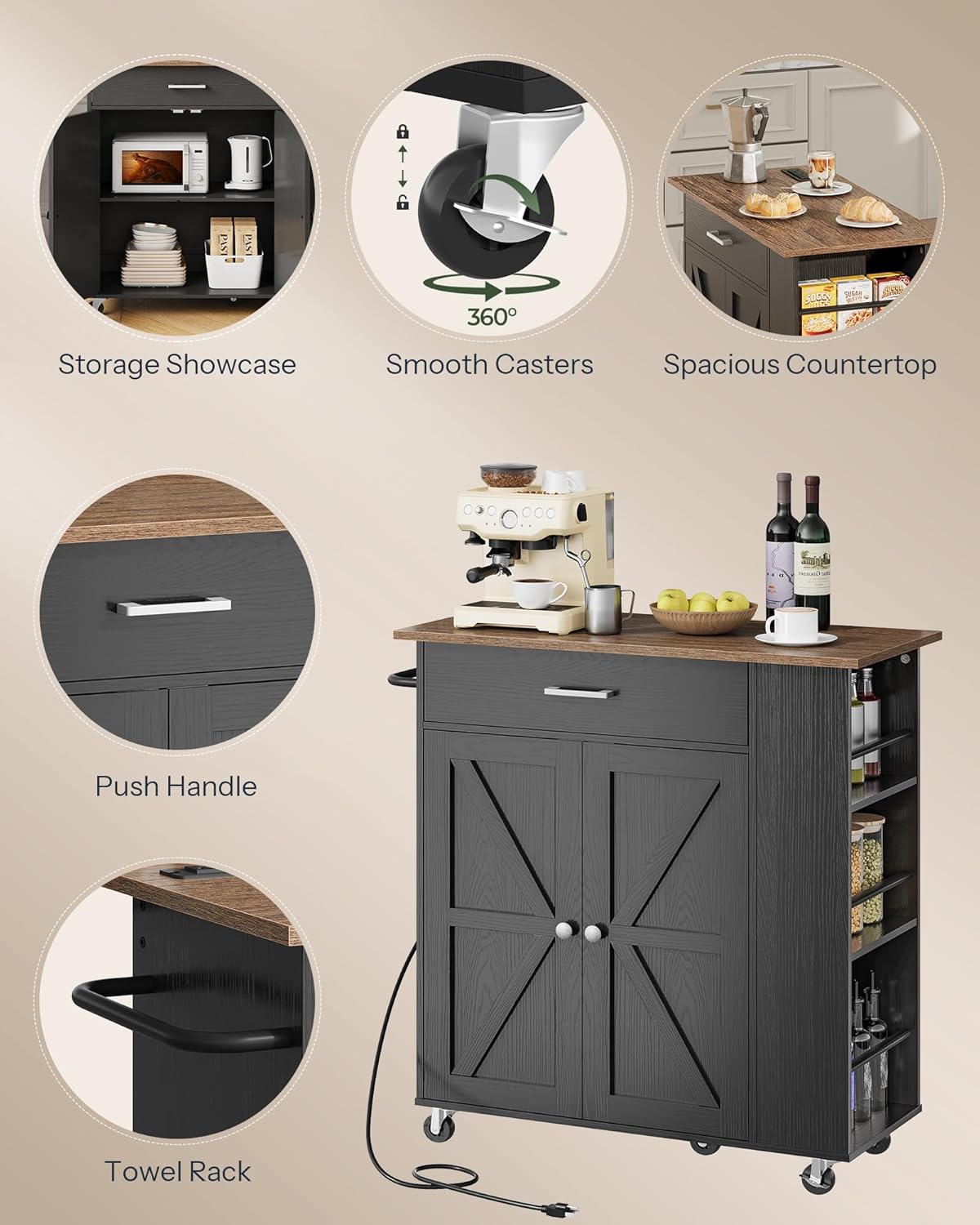Mobile Kitchen Cart with Smart Storage Solutions