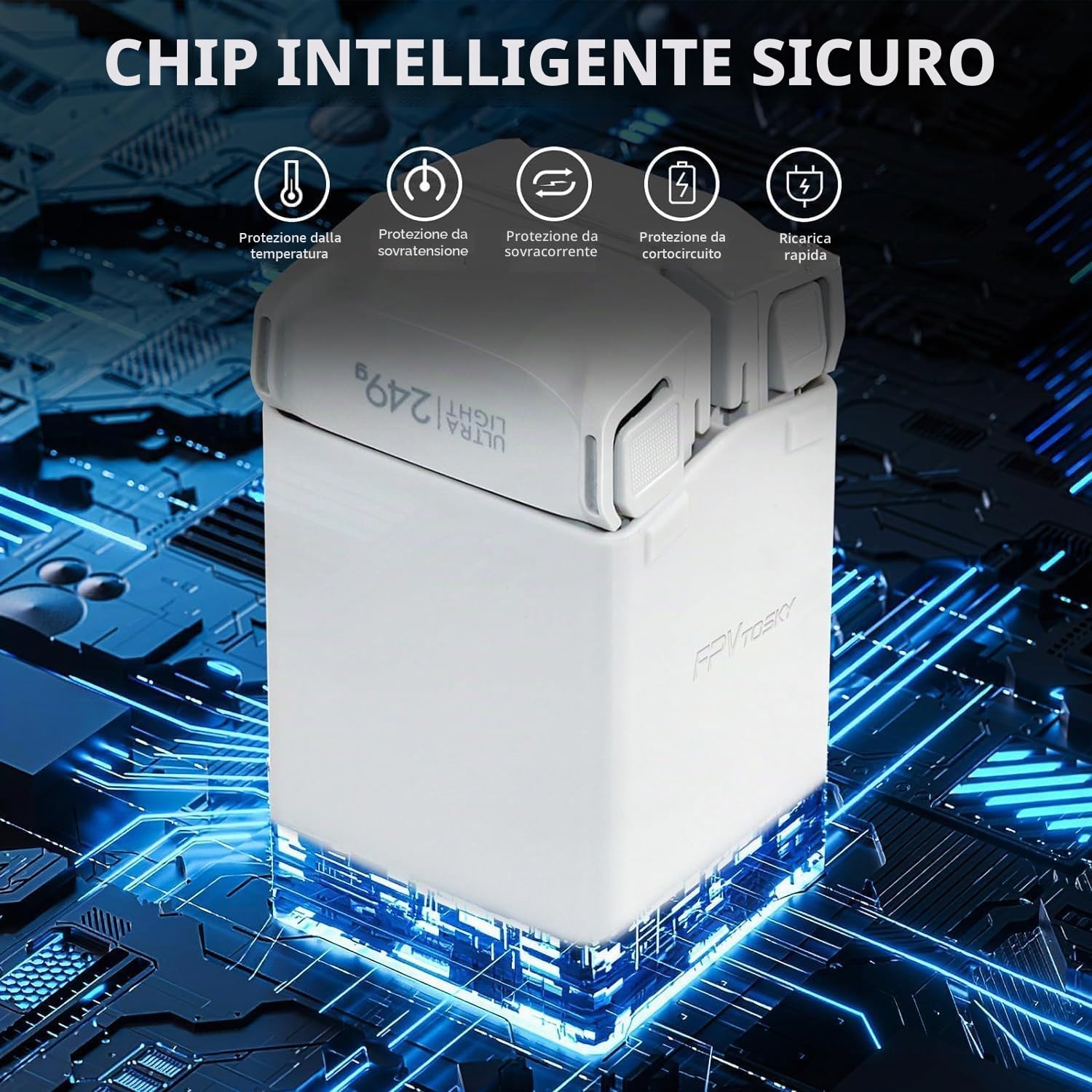 FPVtosky Caricabatterie professionale per DJI Mini 3/4 Pro Series Battery,Kit di ricarica rapida per accessori DJI con adattatore 65W, caricatore rapido, ricarica rapida simultanea di due bat