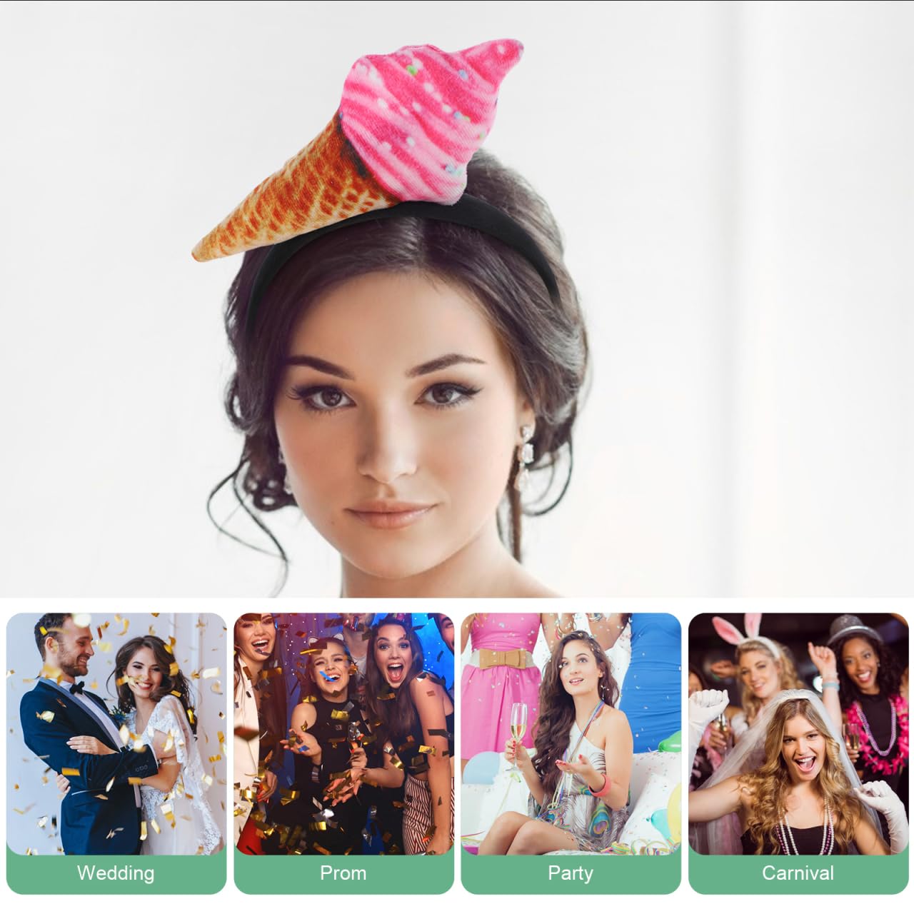 balacoo Ice Cream Headband for Women Lightweight Hair Band for Spa Makeup Face Wash Party Hair Accessory Comfortable Fit