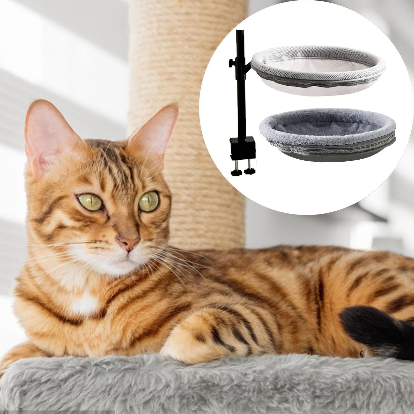 Erhöhtes Katzenbett auf Dem Schreibtisch, Katzenzubehör für Den Innenbereich mit Waschbarem Bezug für zu Hause