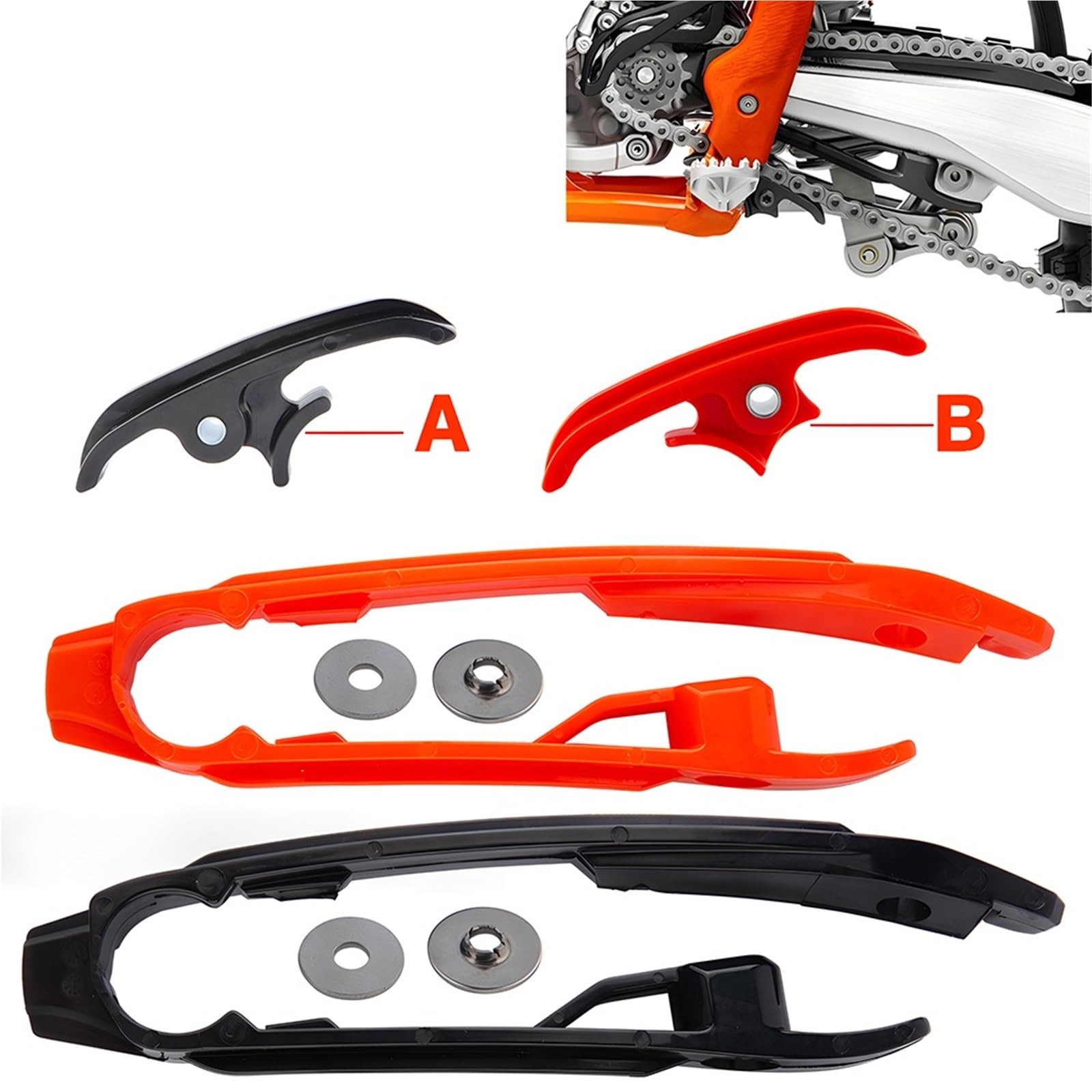 ochraniacz wahacza Pasuje do 125 SX XC 2012-22 250 350 450 2011-22 450SMR 2014-22 łańcuch motocyklowy suwak ochrona wahacza(Orange Set A)
