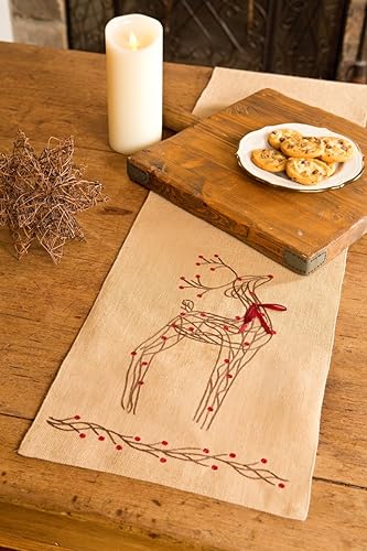 Miniatura 2 de Camino de mesa navideño de yute rústico de reno, 13 x 72 pulgadas