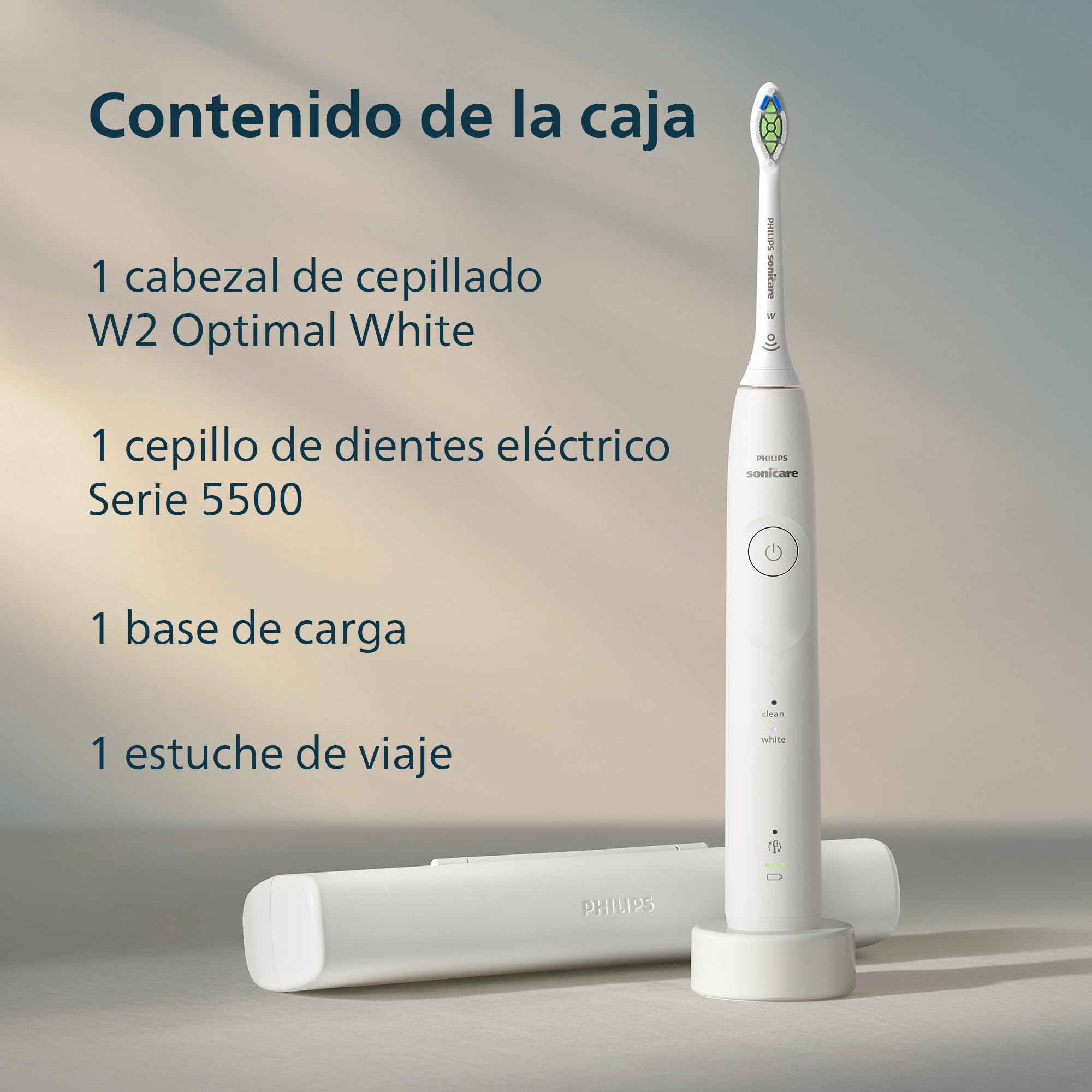 Philips Sonicare 5500 cepillo dental eléctrico, sónico con 2 modos, alerta de presión, EasyStart, SmarTimer y BrushPacer, blanco, modelo HX7110/02 [Nueva Tecnología]