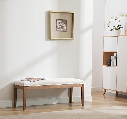 Miniatura 5 de Banco de comedor tapizado de lino, banco de entrada, banco de zapatos, asiento otomano para pasillo, sala de estar, dormitorio, extremo de la cama,