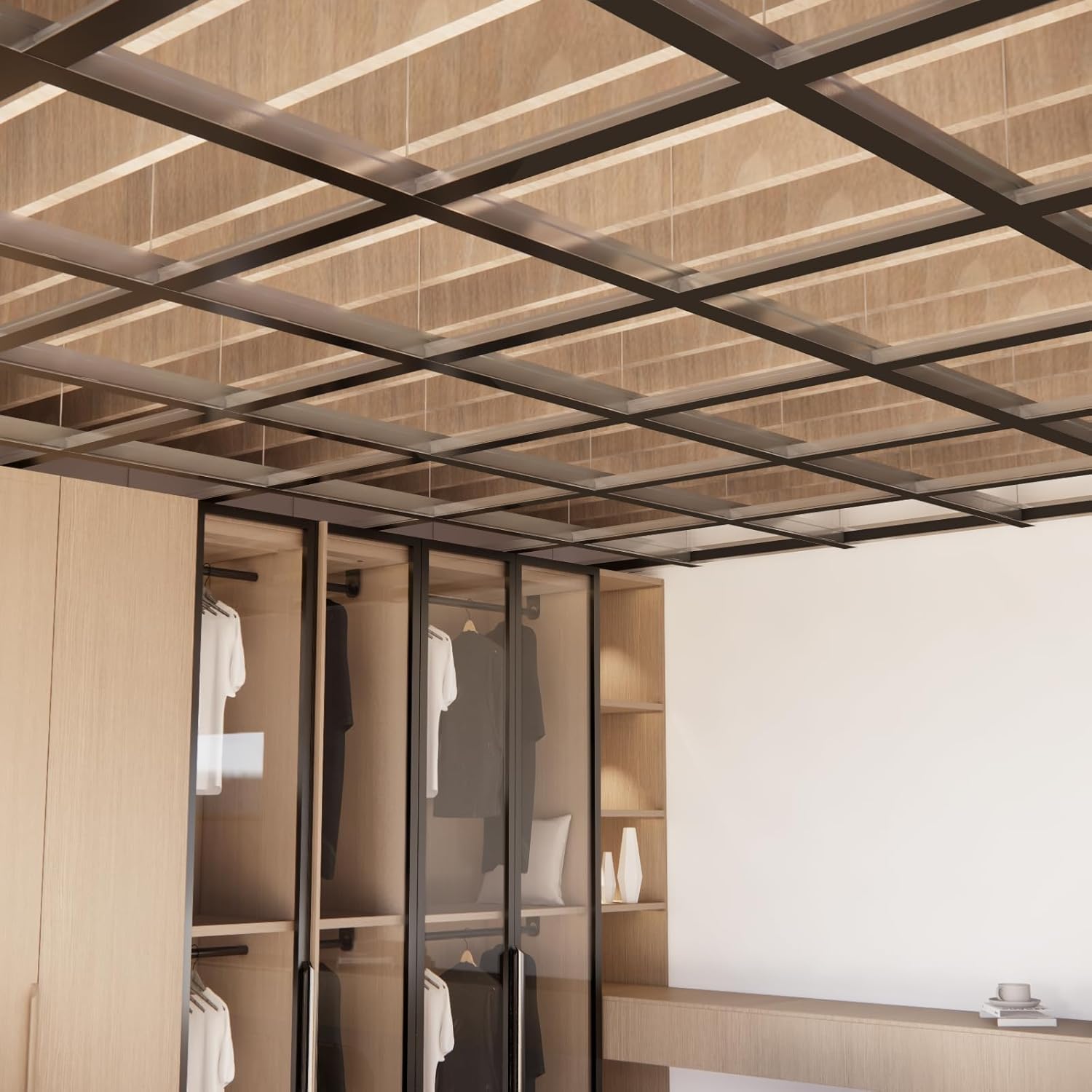64 SQ FT White Galvanized Drop Ceiling Grid kit for Basement Living Room Kitchen Bathroom Lobby -White